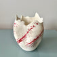 Postmodern White and Red Sculptural Jagged Edge Vessel