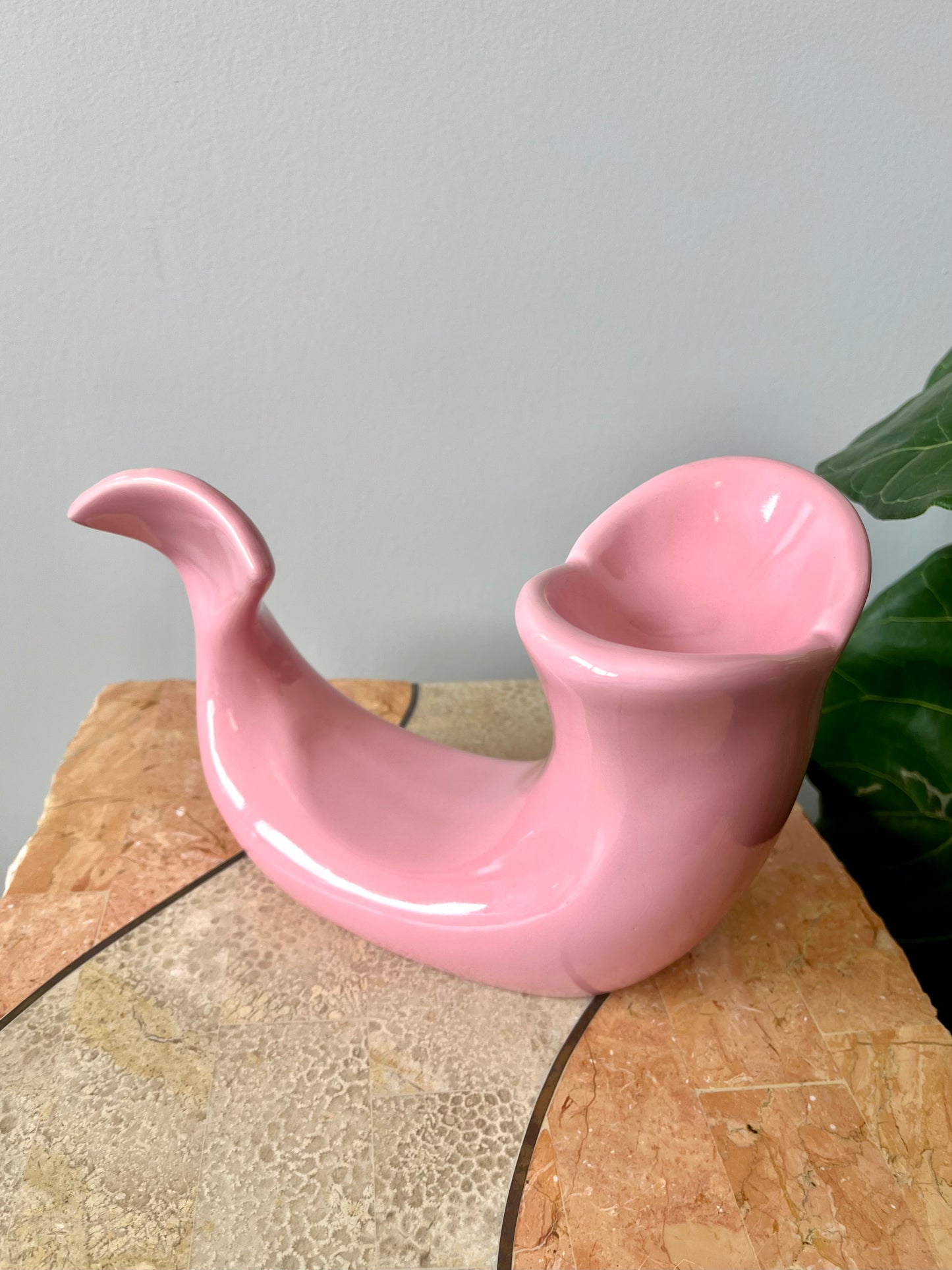 Vintage 1980s Pink Ceramic Whale Soap Dish