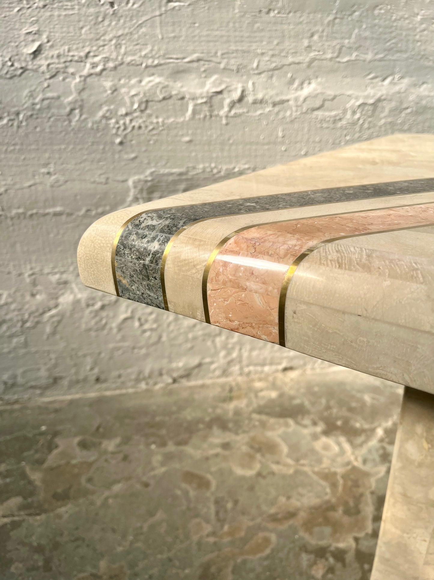 1980s Maitland Smith-style Tessellated Travertine Side Table