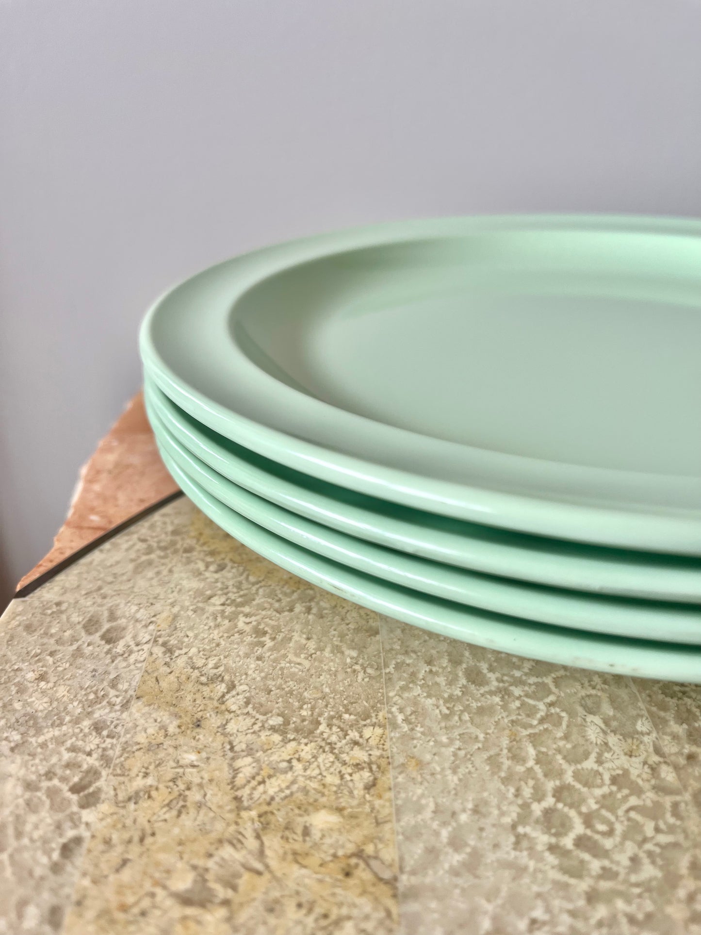Vintage Mint Green Melmac Picnic Set: Cups and Saucers & Lunch Plates