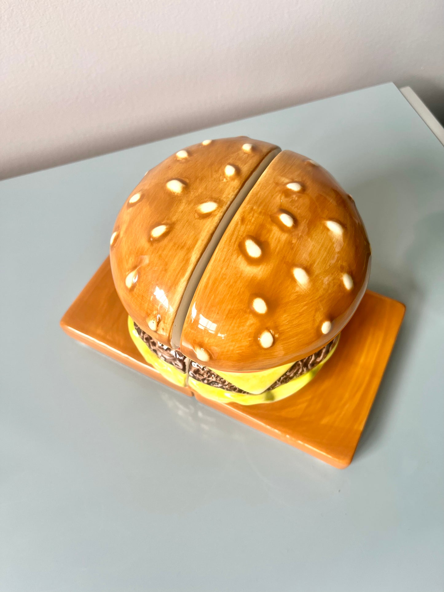 Vintage Ceramic Cheeseburger Bookends