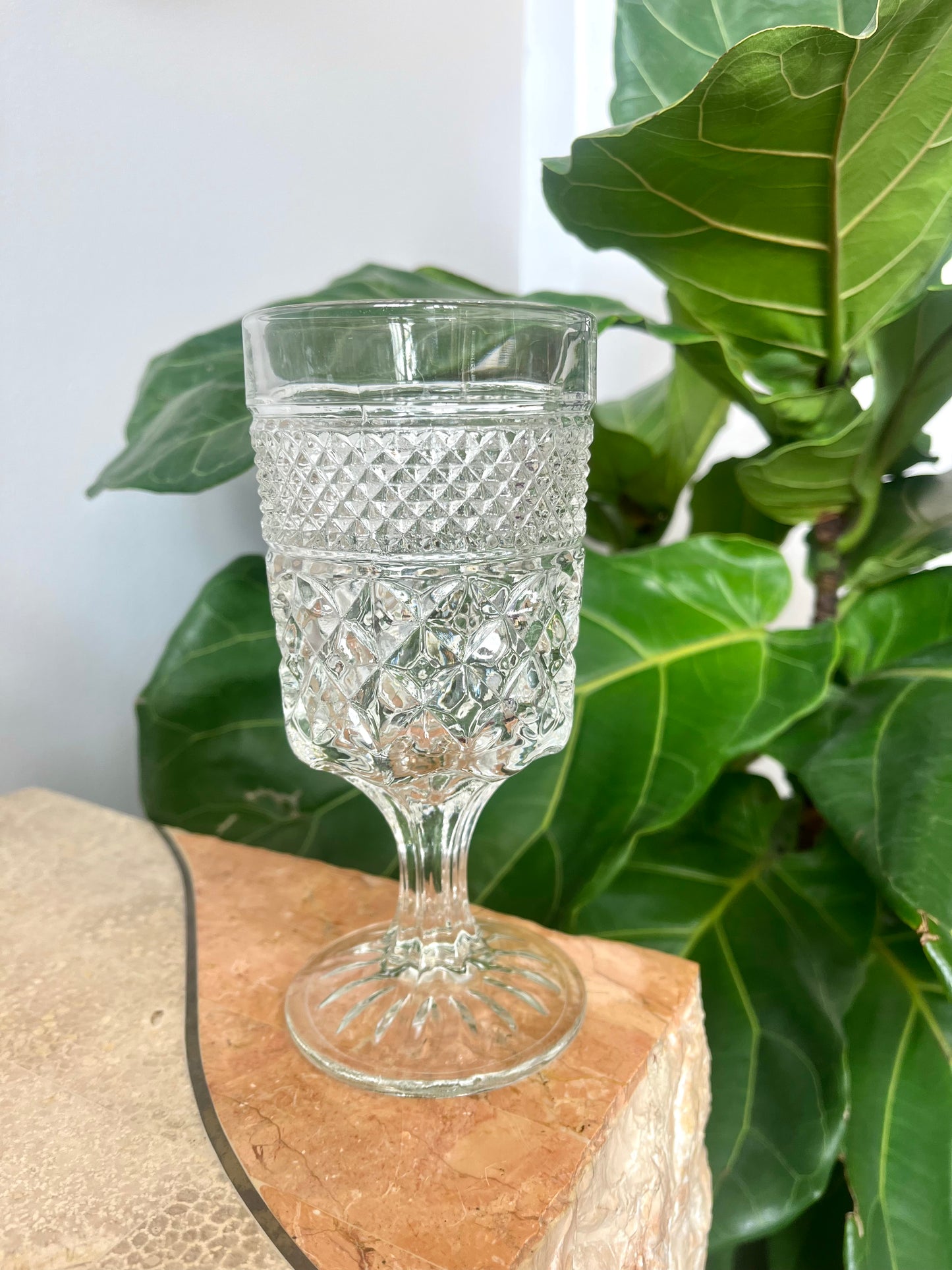 Vintage Anchor Hocking Wexford Cut Glass Goblets