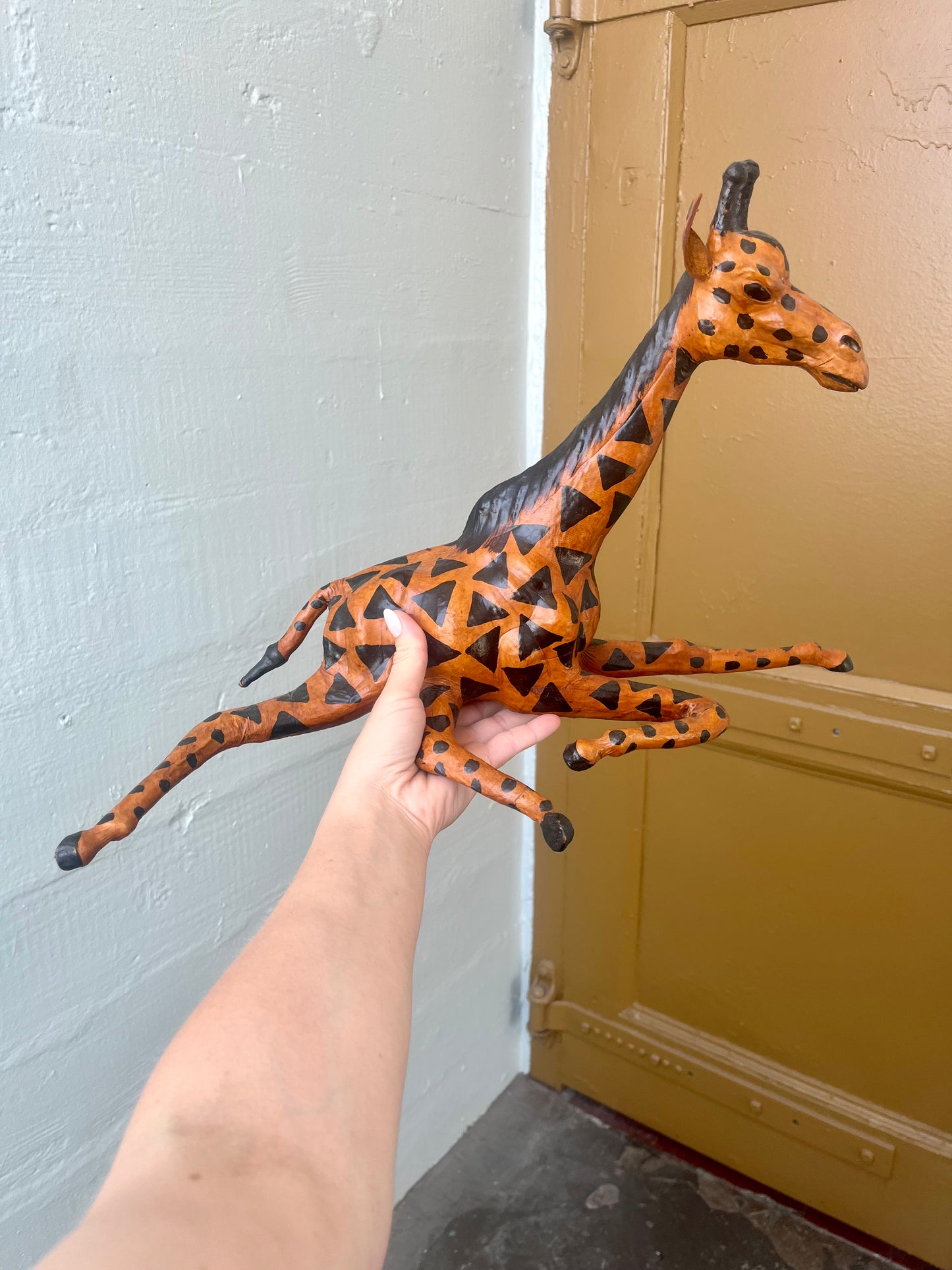 Vintage Leather Wrapped Giraffe Statue