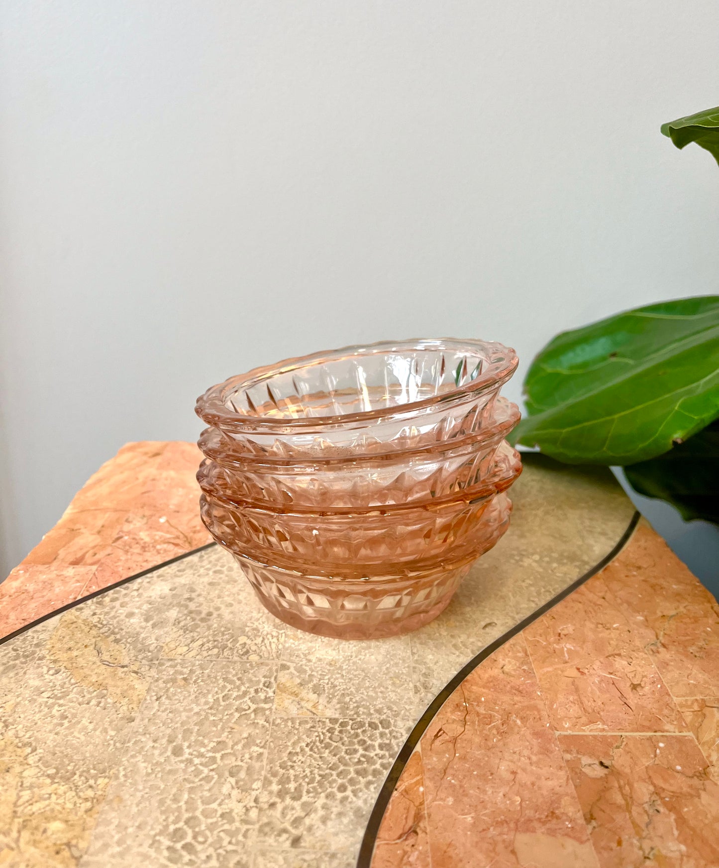 Vintage Jeanette “Windsor Pink” Depression Glass Dessert Bowls