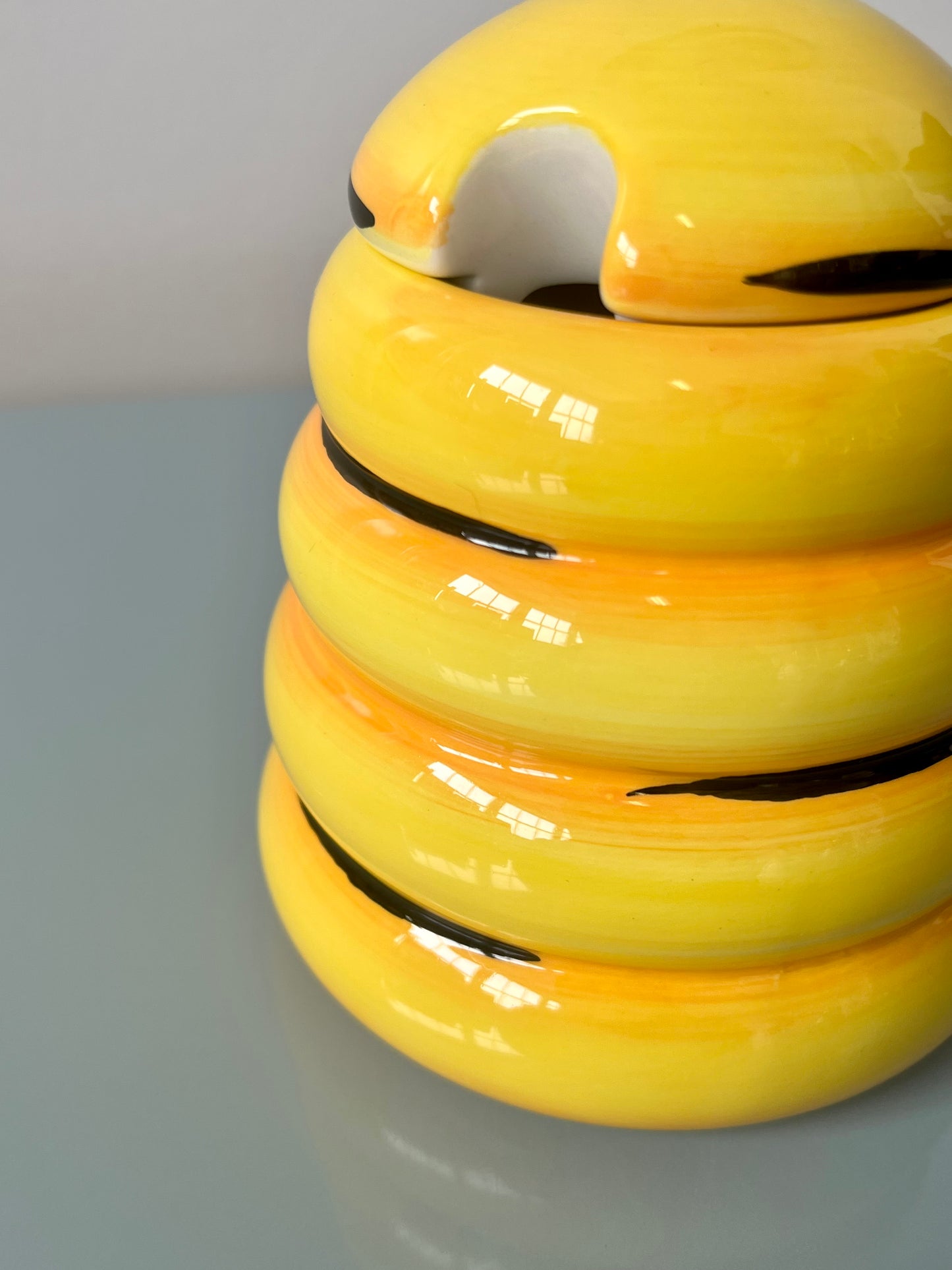Vintage Yellow Ceramic Beehive Honey Pot