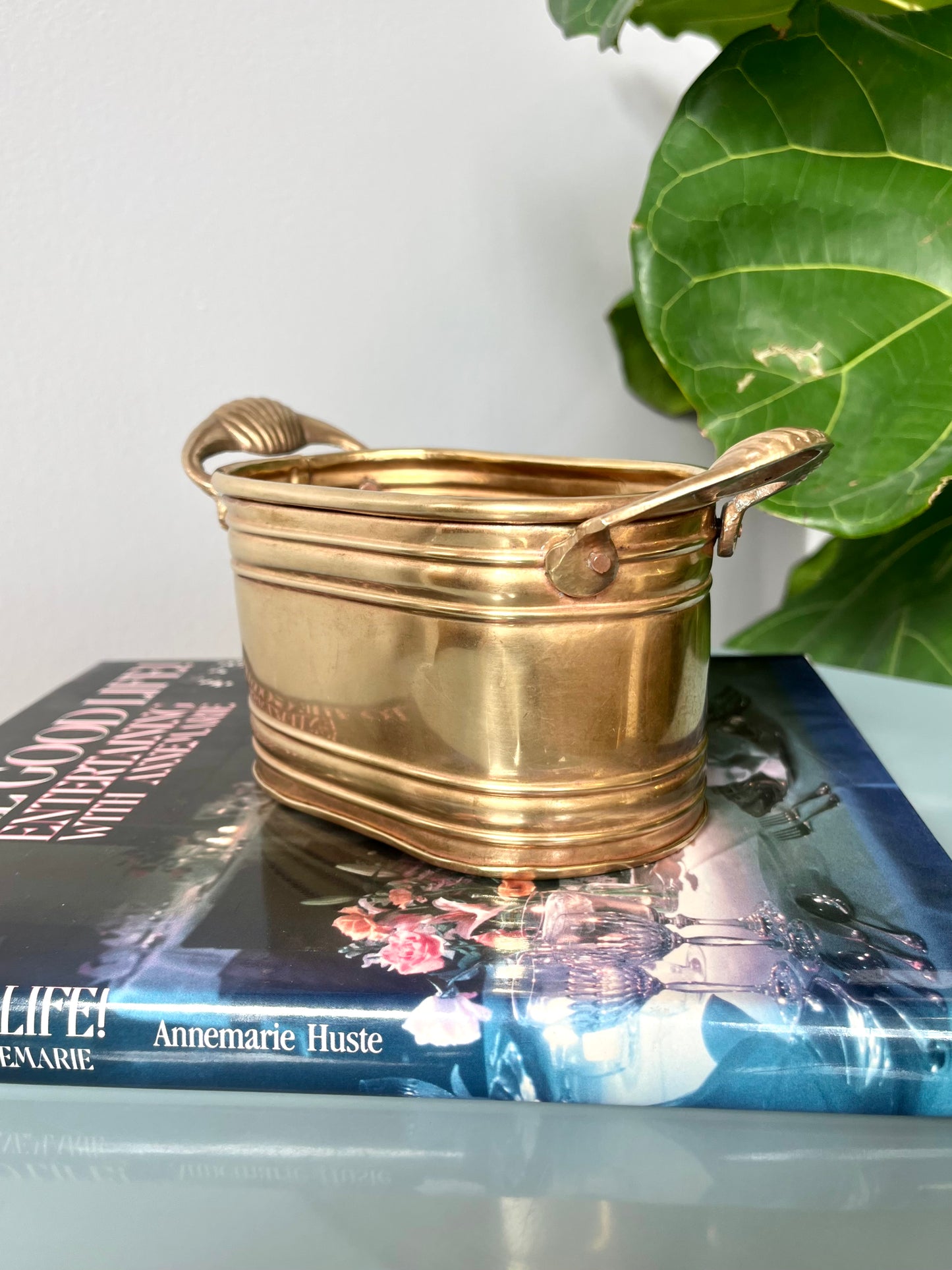 Vintage Brass Shell Planter