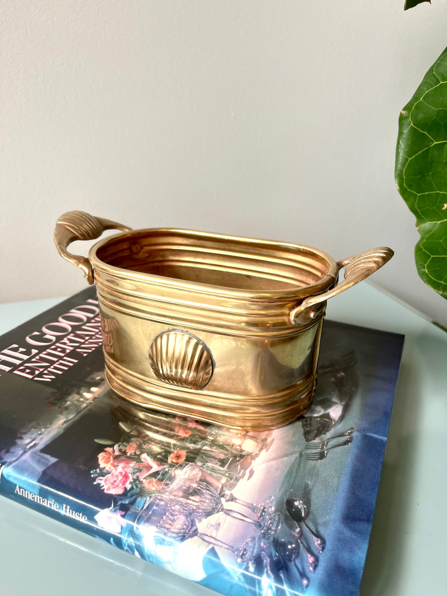 Vintage Brass Shell Planter