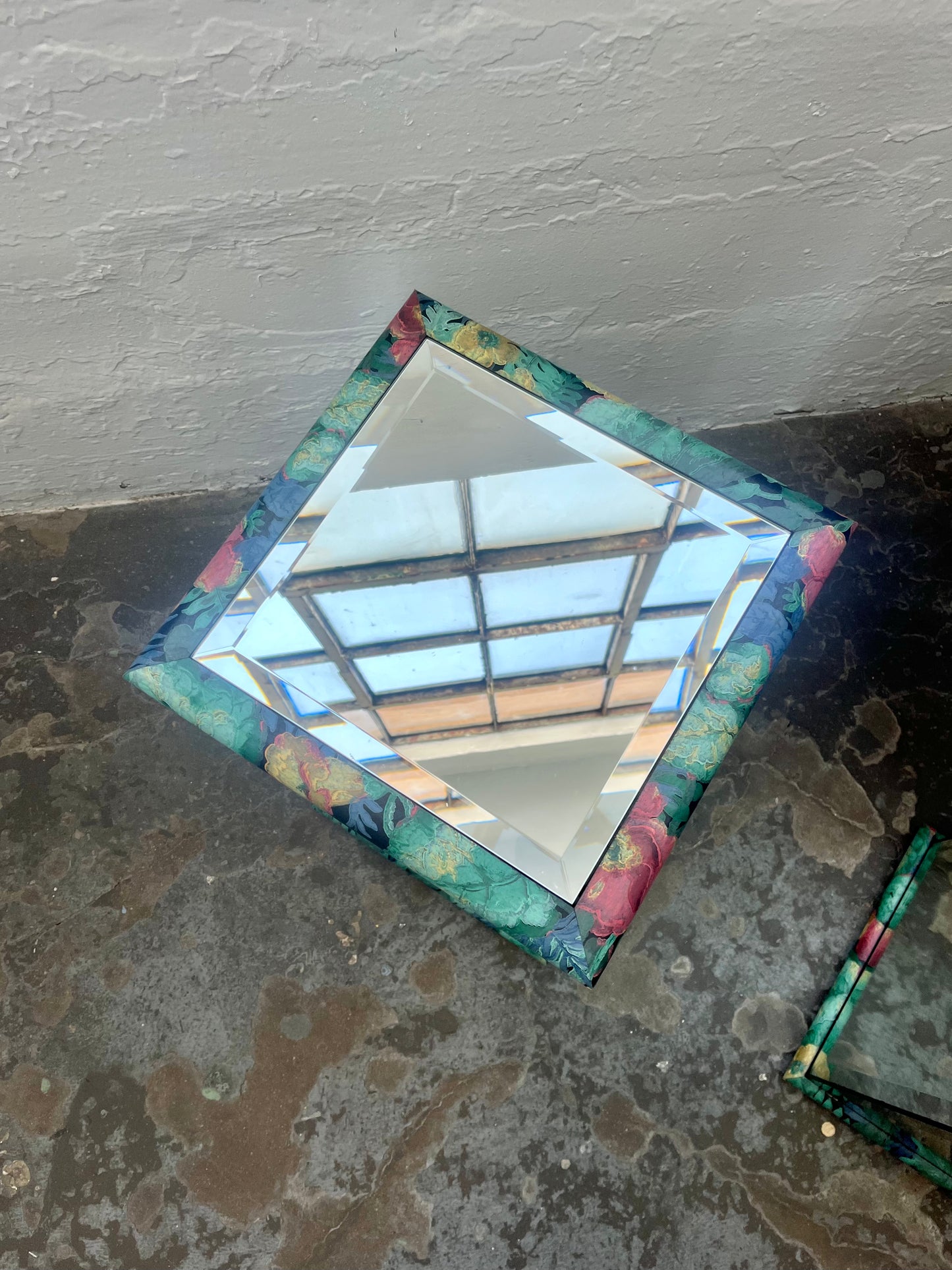 Vintage Mirrored Pedestals with Floral Accents