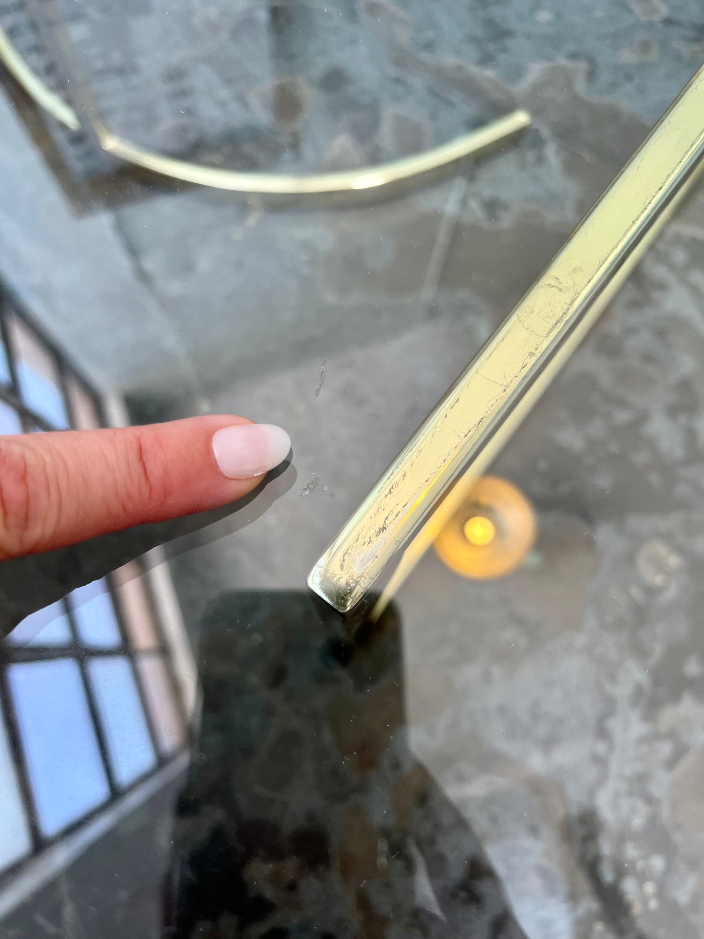 Vintage Hollywood Regency Teardrop Glass and Brass Coffee Table