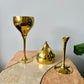 Vintage Solid Brass Tulip Stem Wine Goblets
