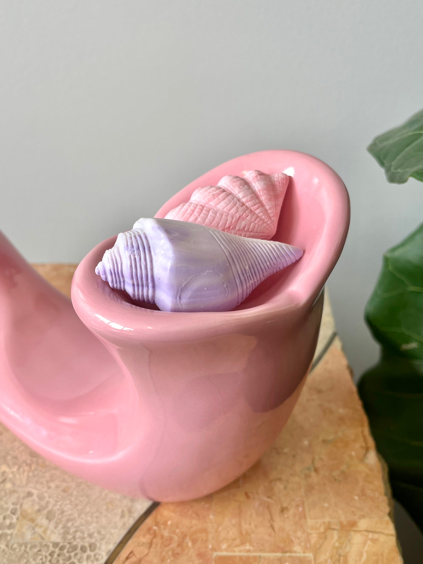 Vintage 1980s Pink Ceramic Whale Soap Dish