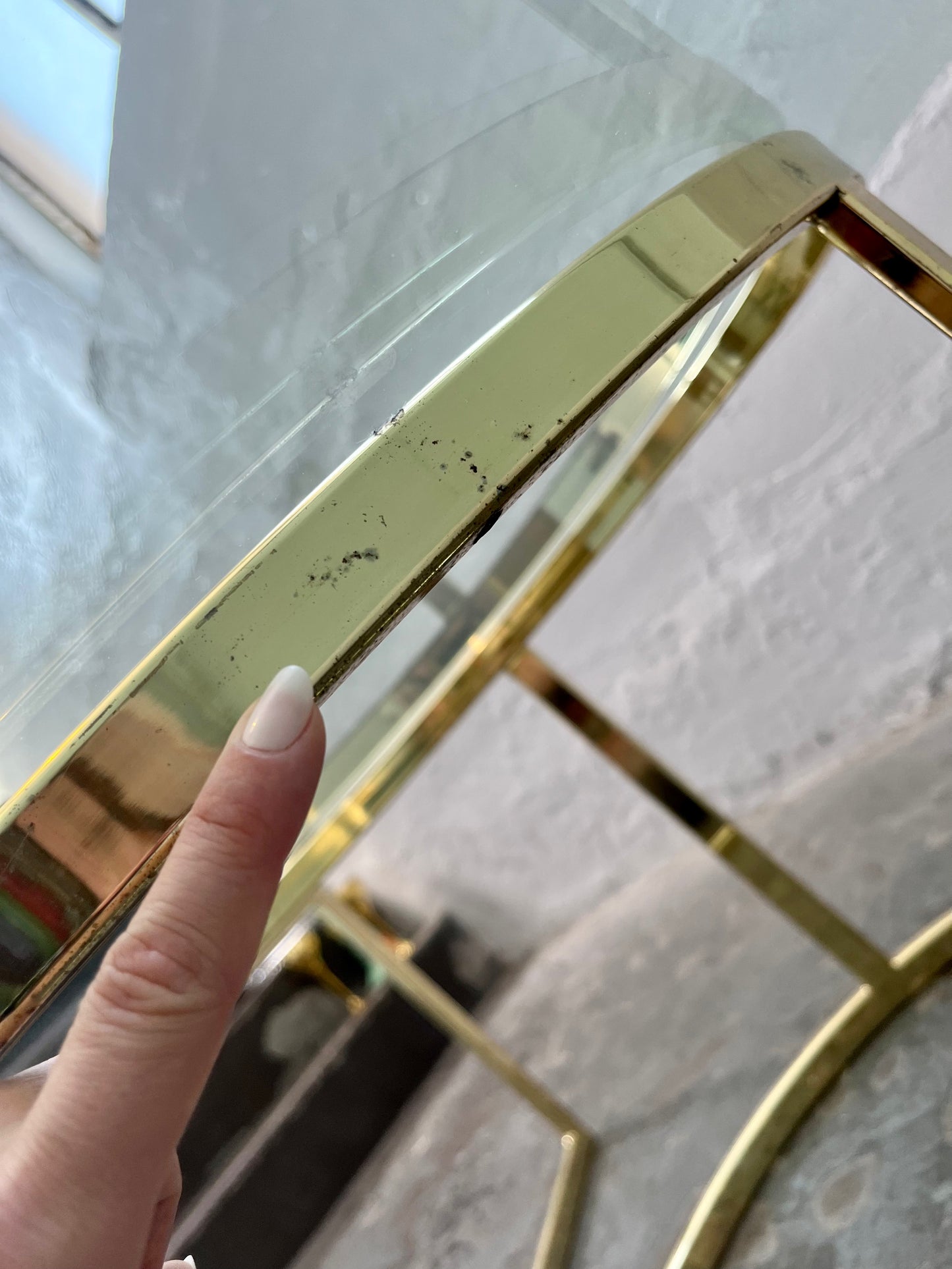 Vintage Hollywood Regency Teardrop Glass and Brass Coffee Table