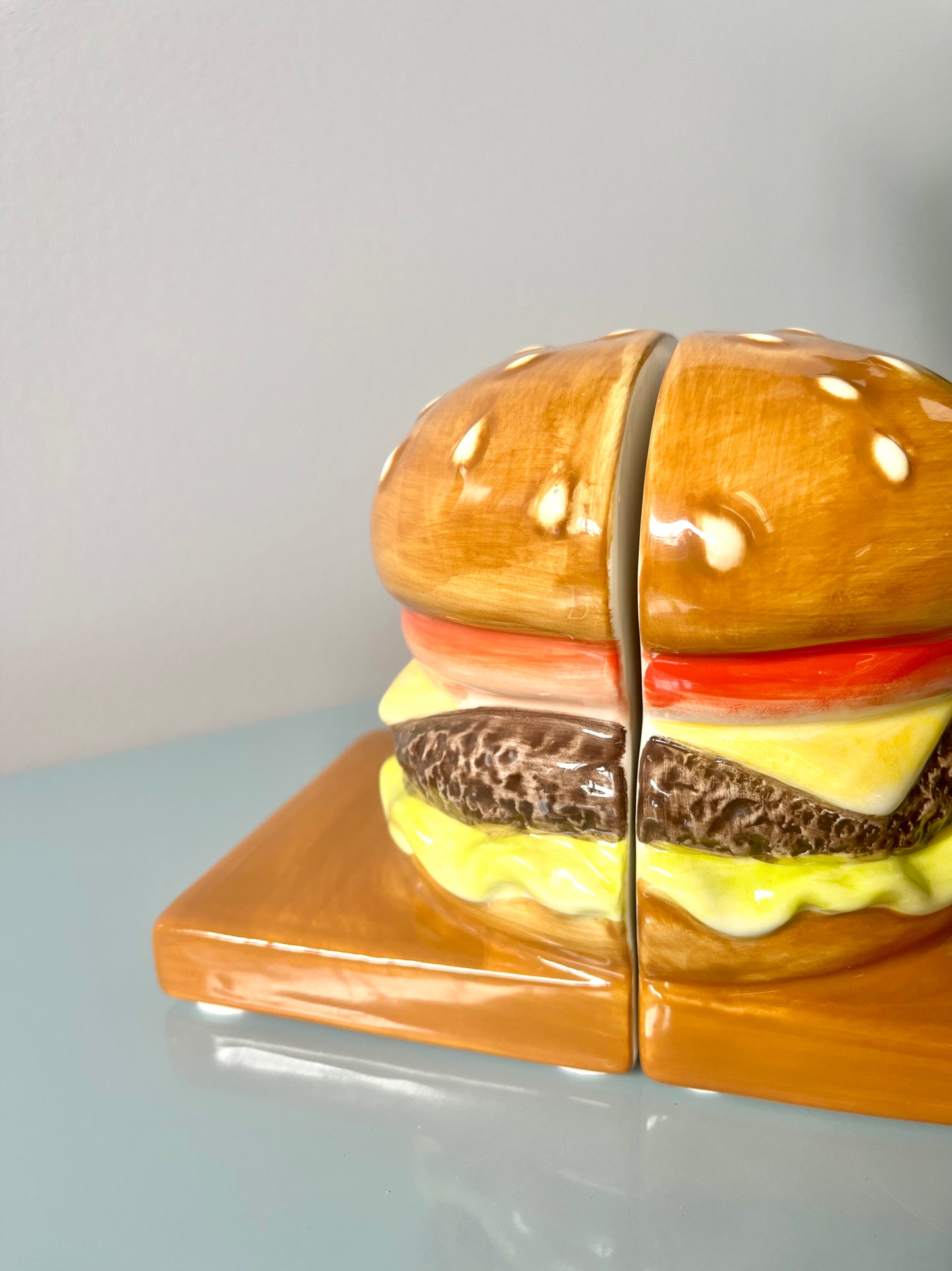 Vintage Ceramic Cheeseburger Bookends