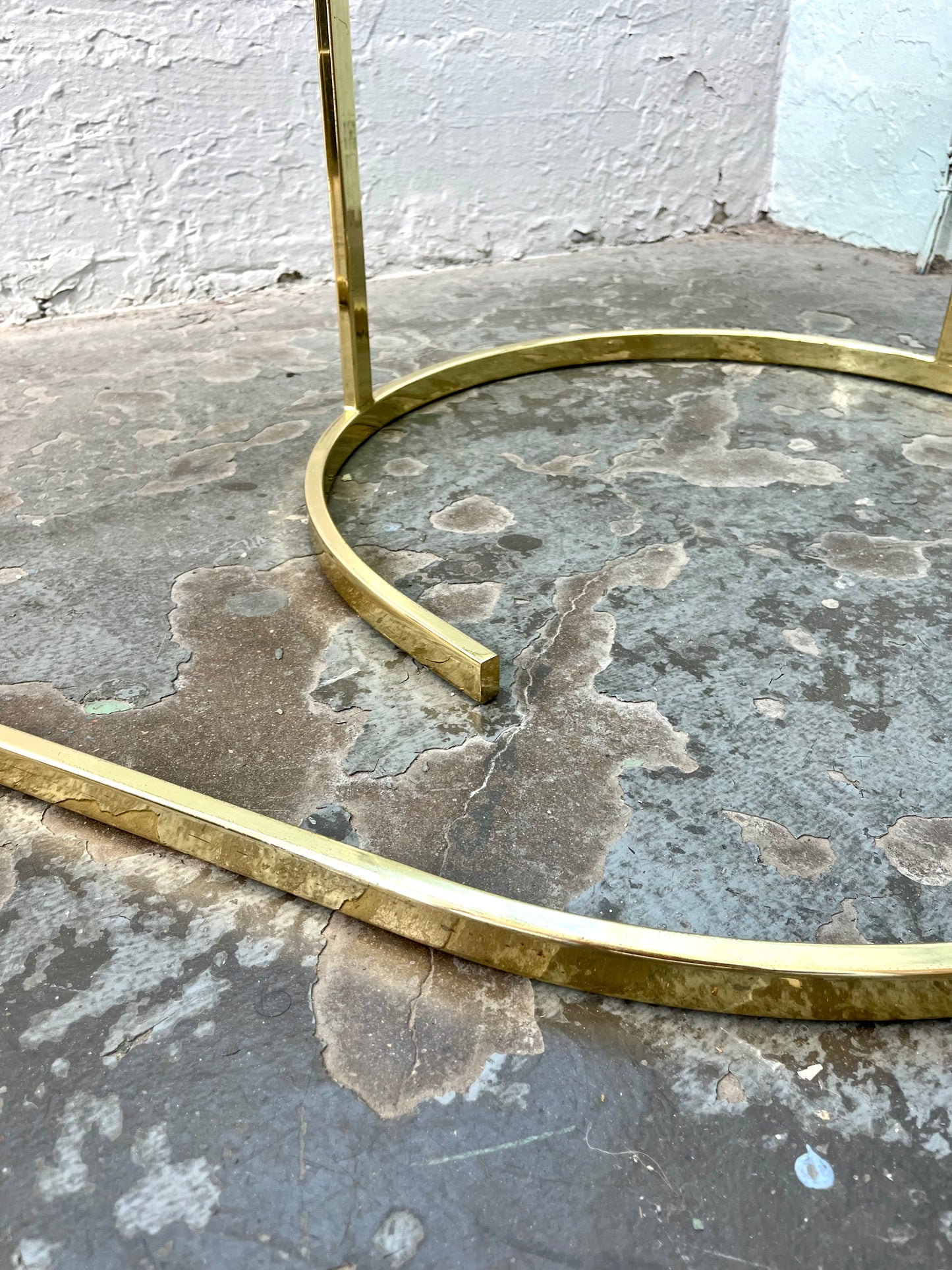 Vintage Hollywood Regency Teardrop Glass and Brass Coffee Table