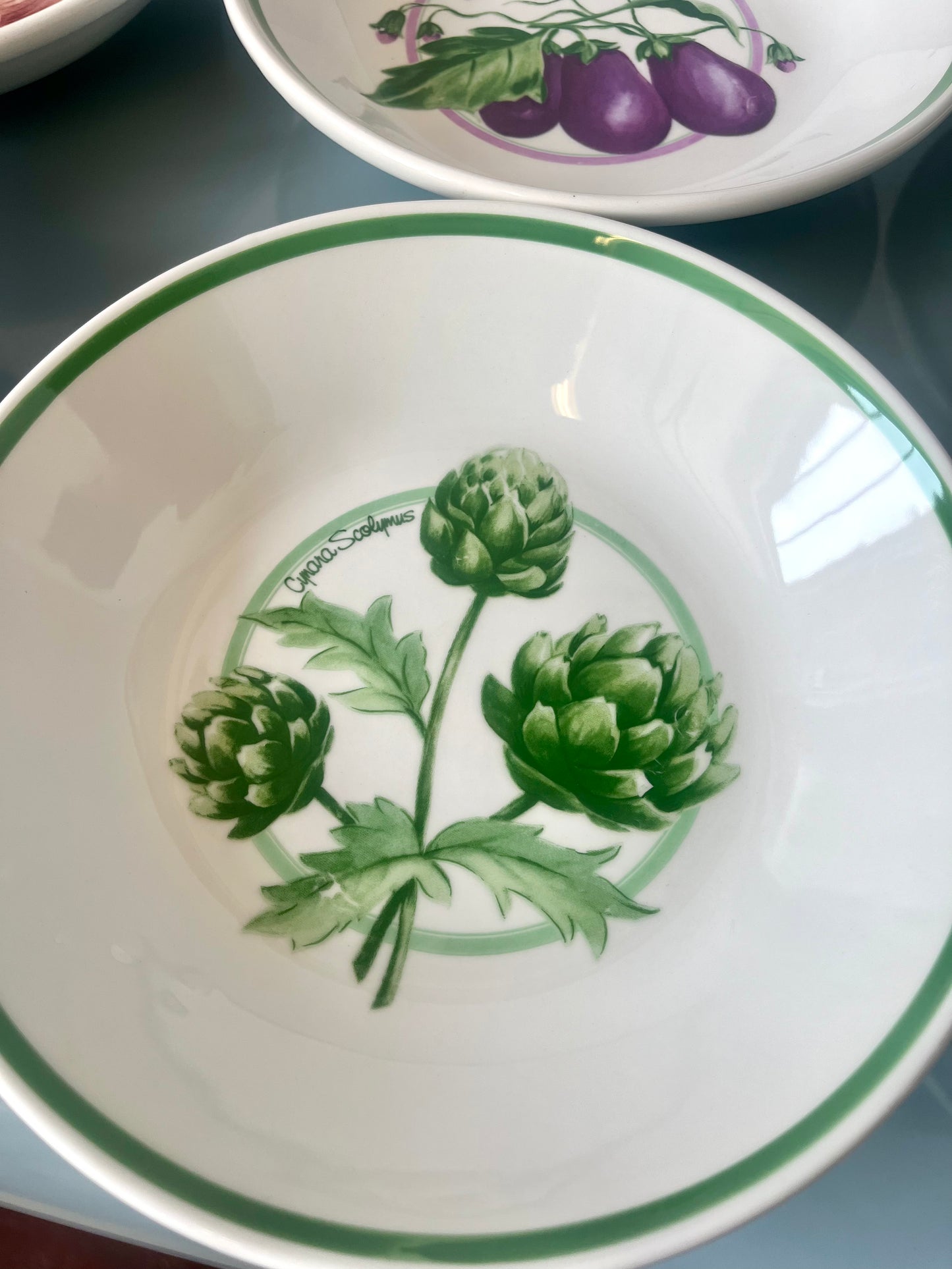 Vintage La Primula Ceramic Vegetable-painted Italian Pasta Bowls