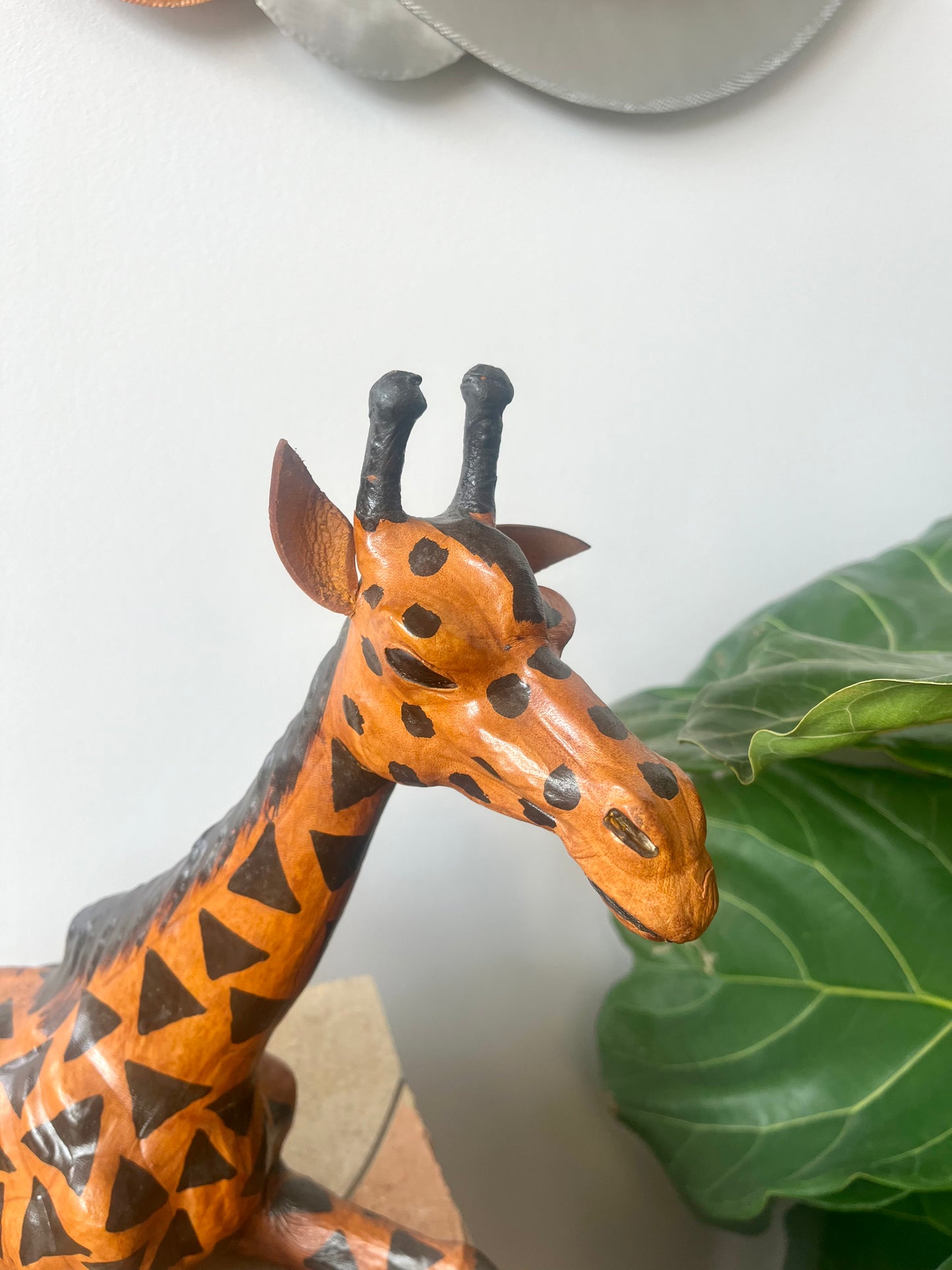Vintage Leather Wrapped Giraffe Statue