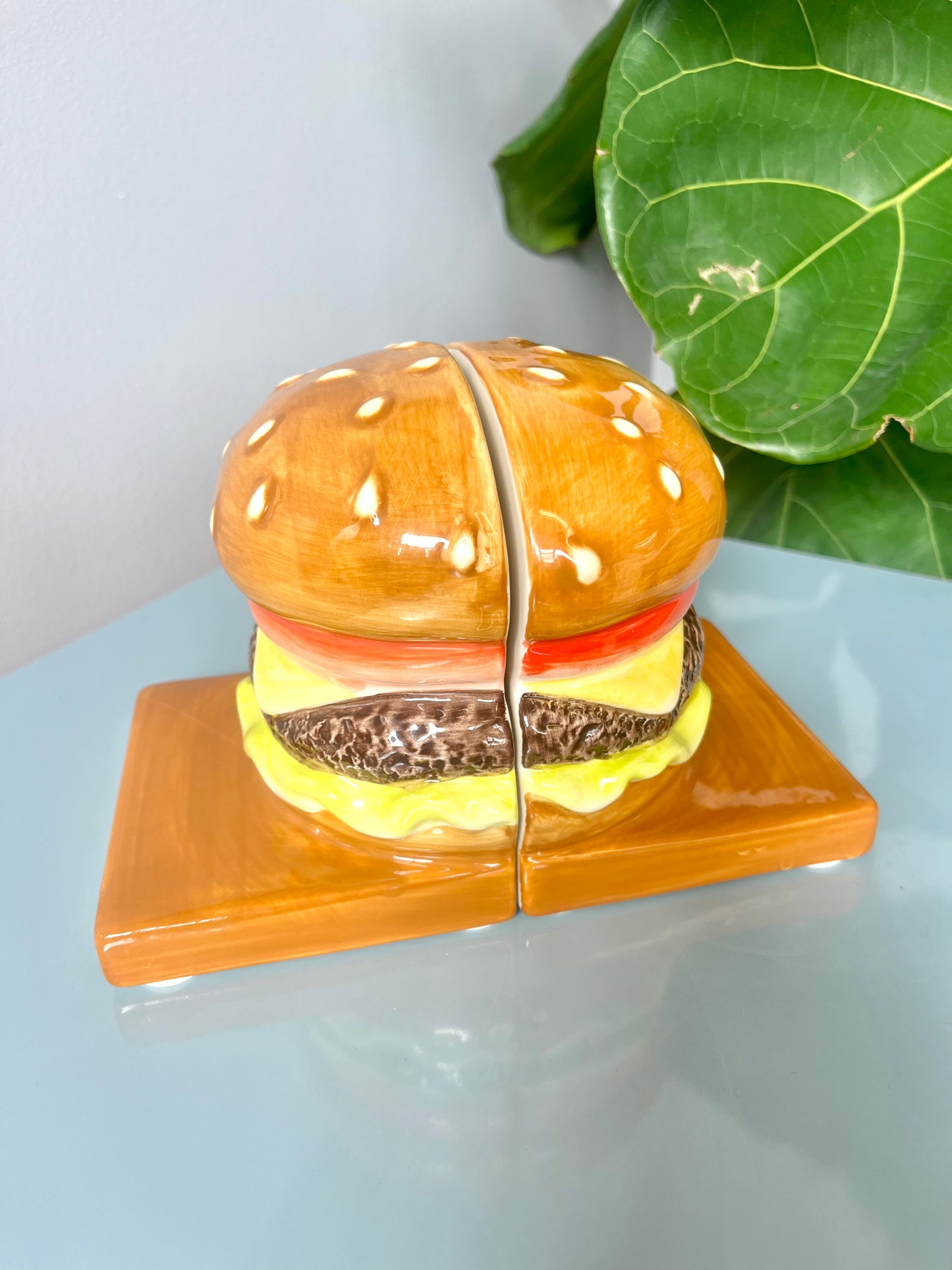 Vintage Ceramic Cheeseburger Bookends