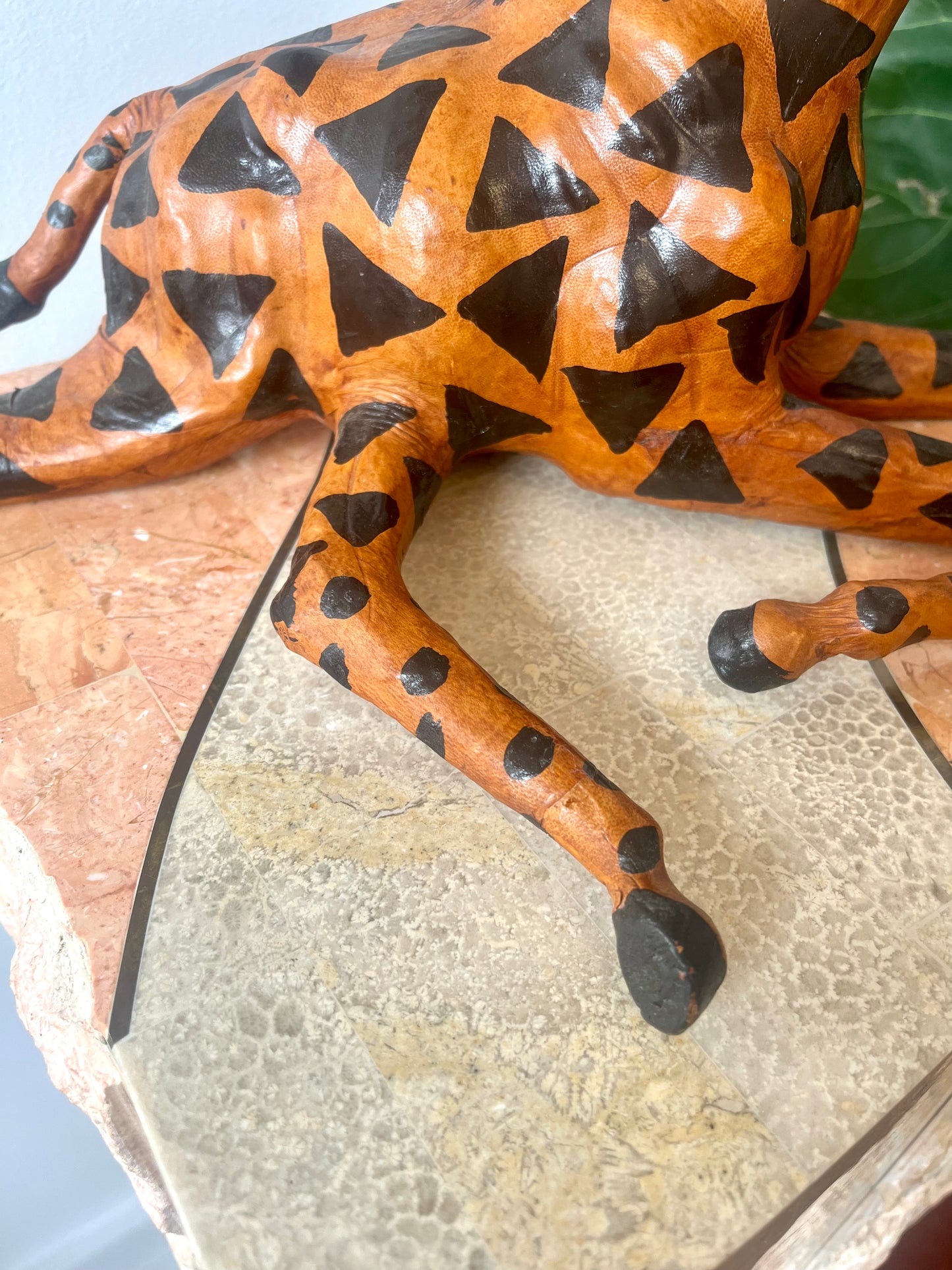Vintage Leather Wrapped Giraffe Statue