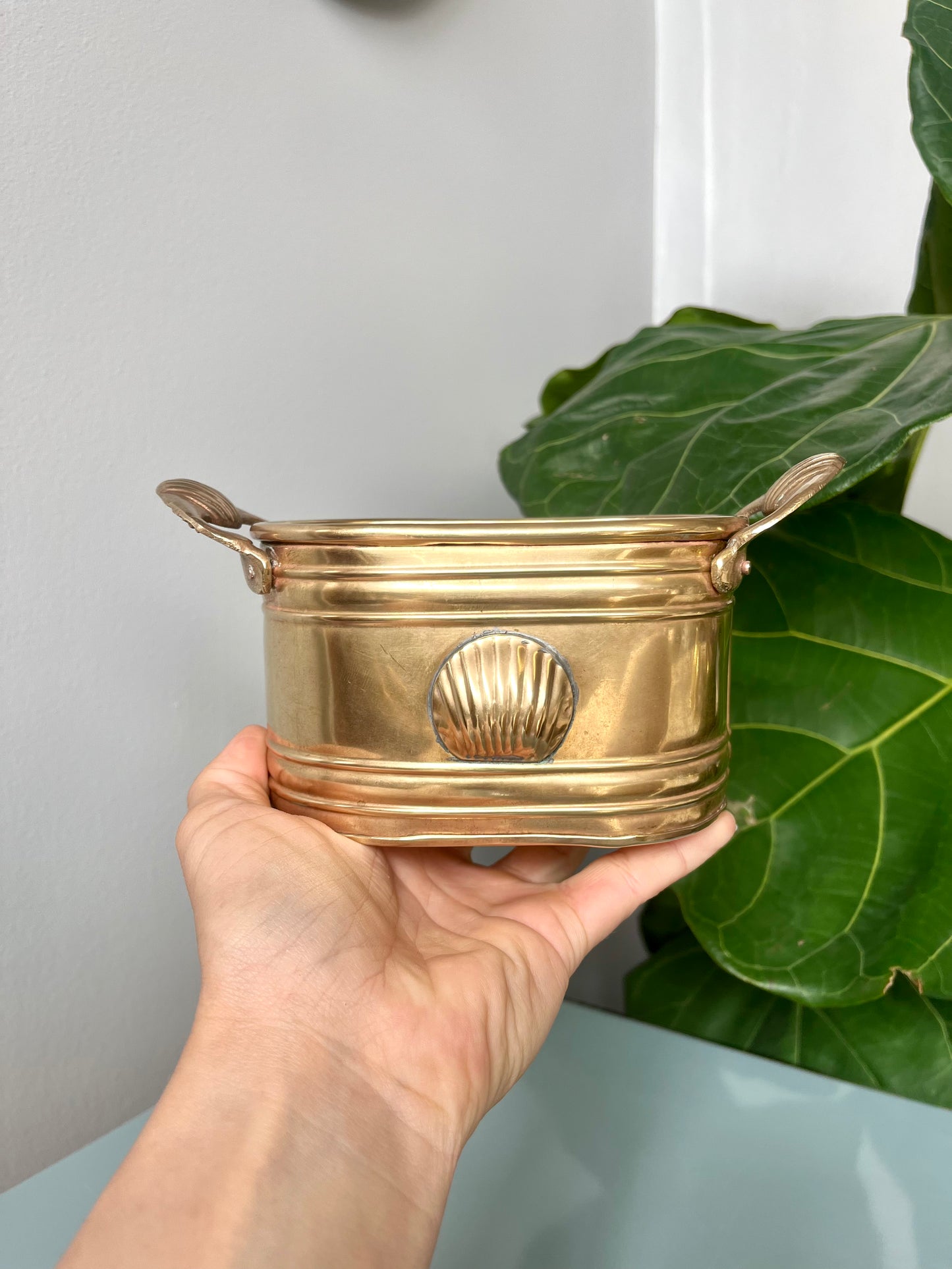 Vintage Brass Shell Planter