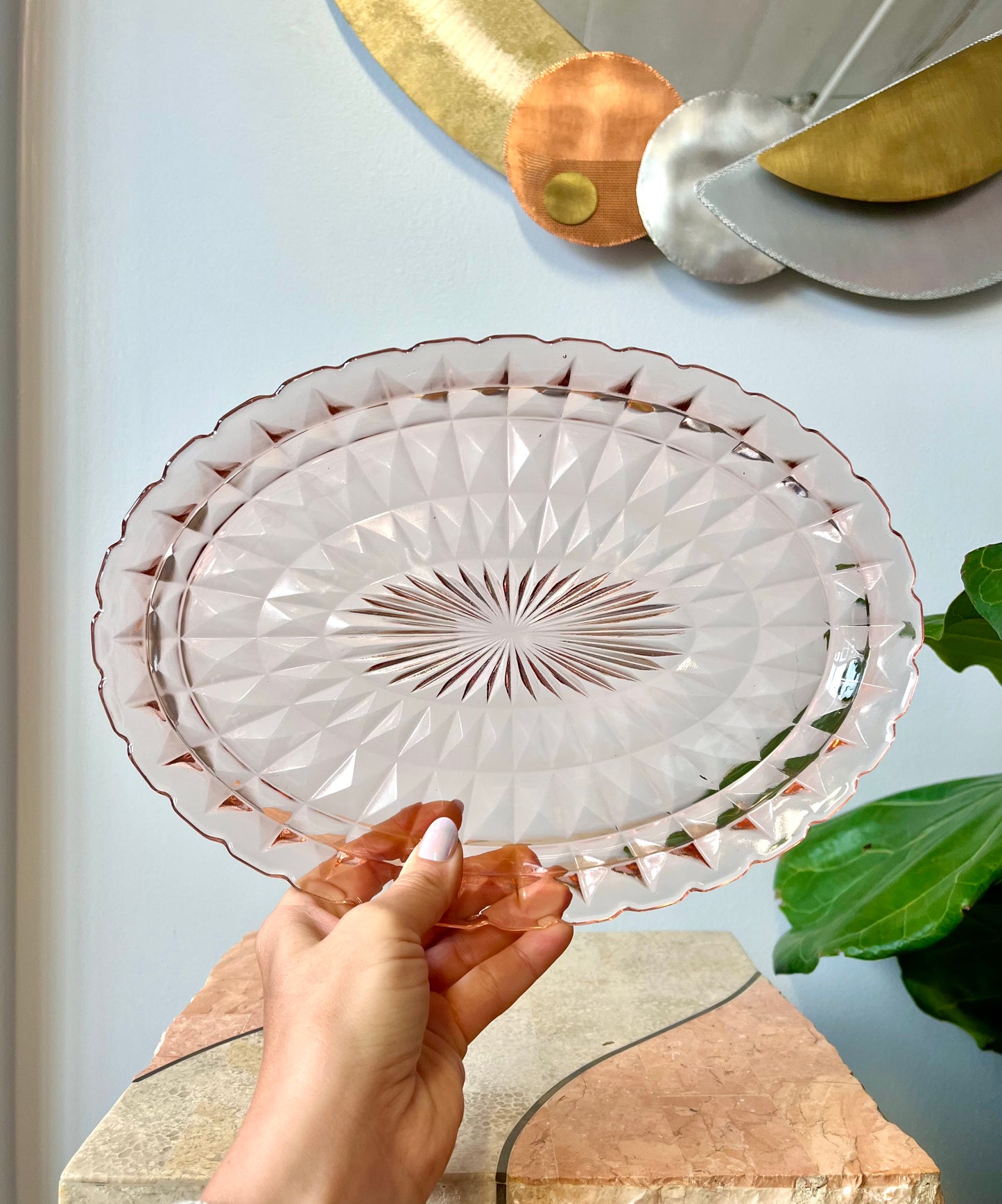 Vintage Jeanette “Windsor Pink” Depression Glass Platter