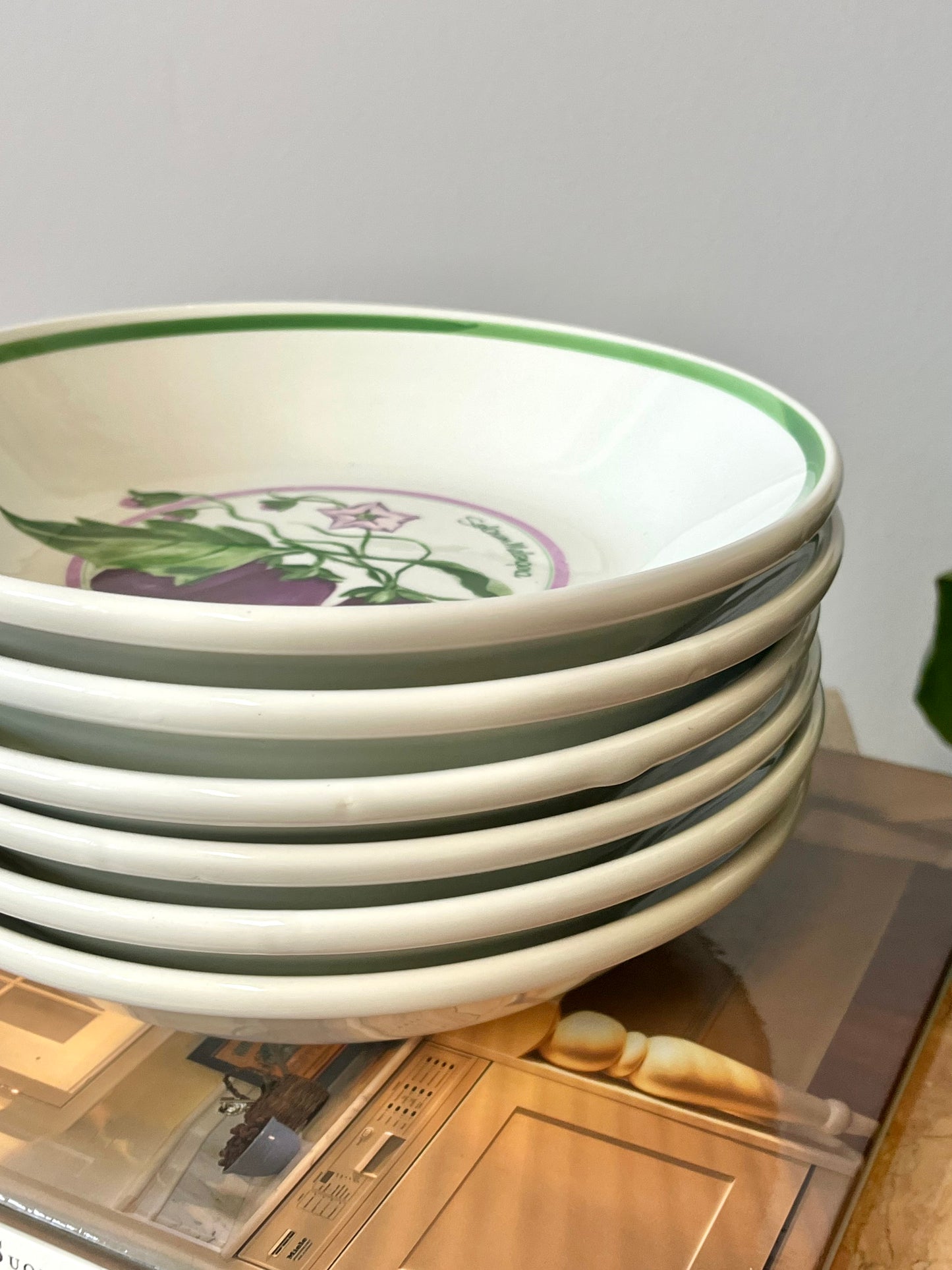 Vintage La Primula Ceramic Vegetable-painted Italian Pasta Bowls