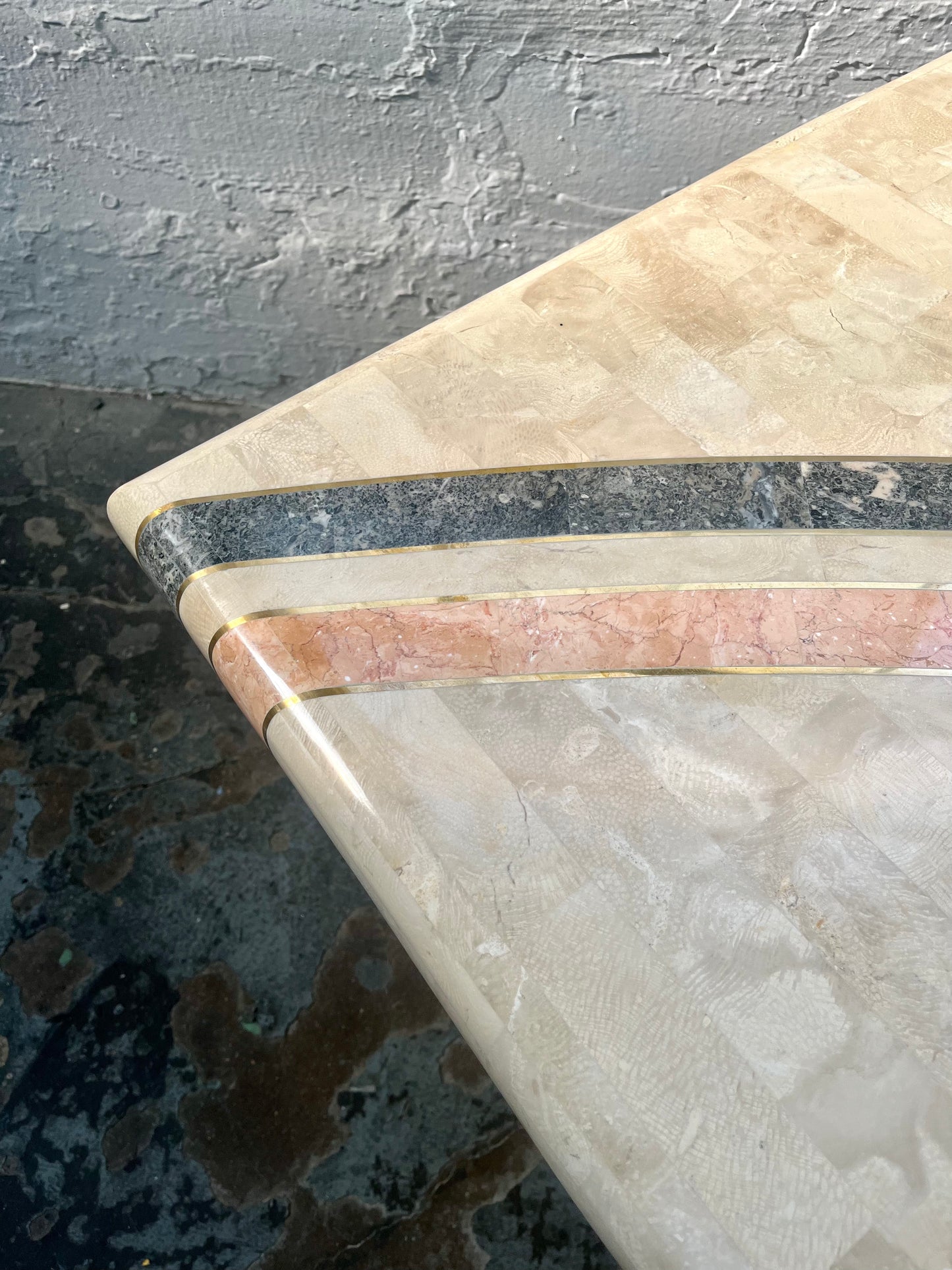 1980s Maitland Smith-style Tessellated Travertine Side Table