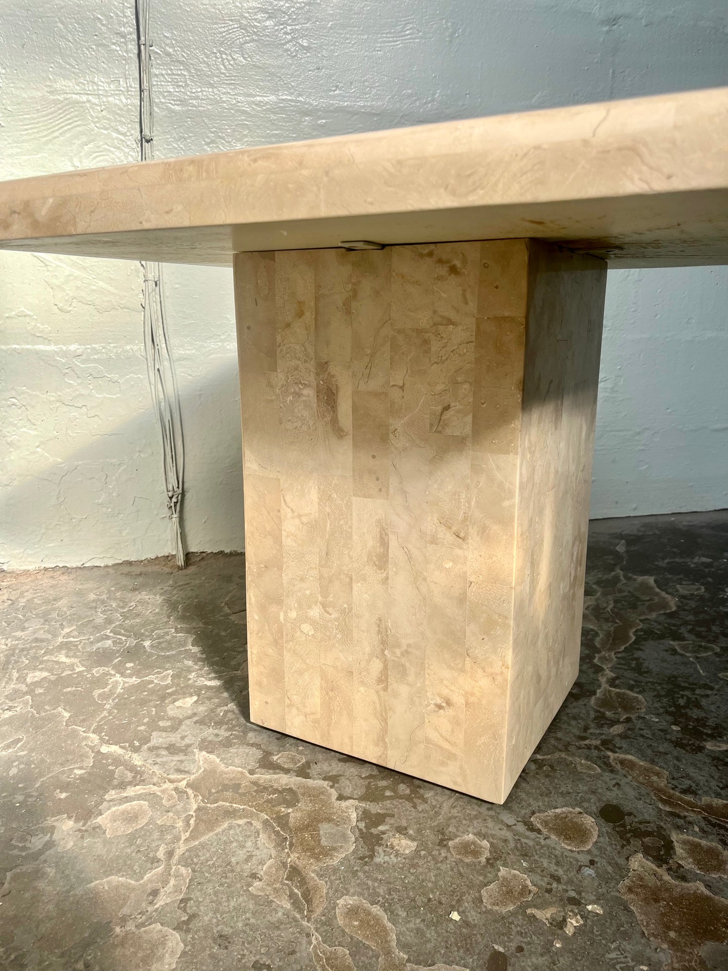 1980s Maitland Smith-style Tessellated Travertine Side Table
