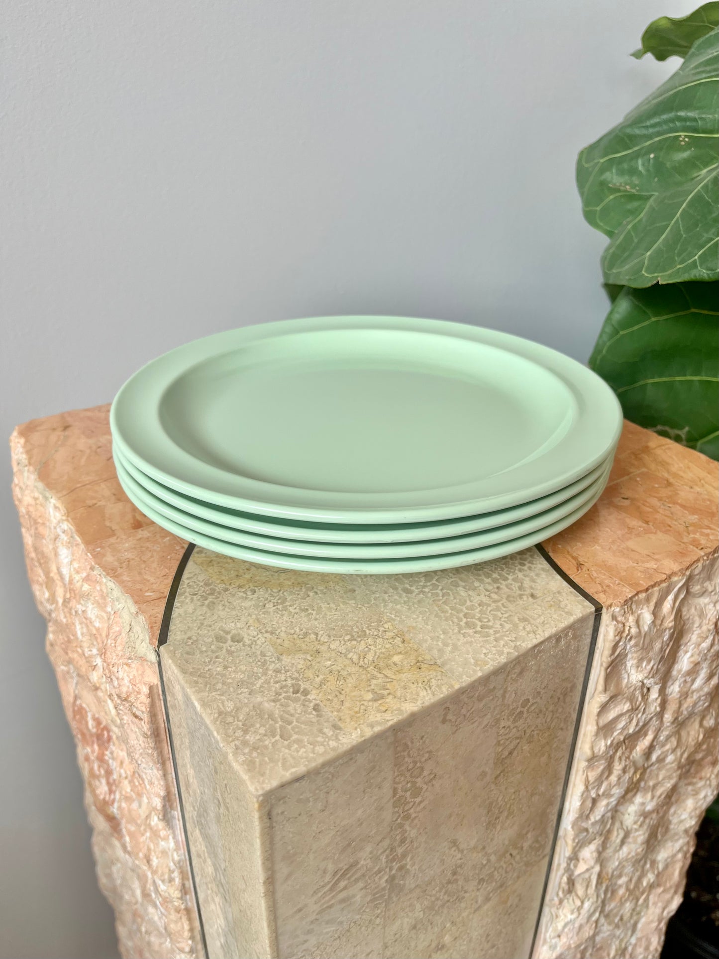Vintage Mint Green Melmac Picnic Set: Cups and Saucers & Lunch Plates