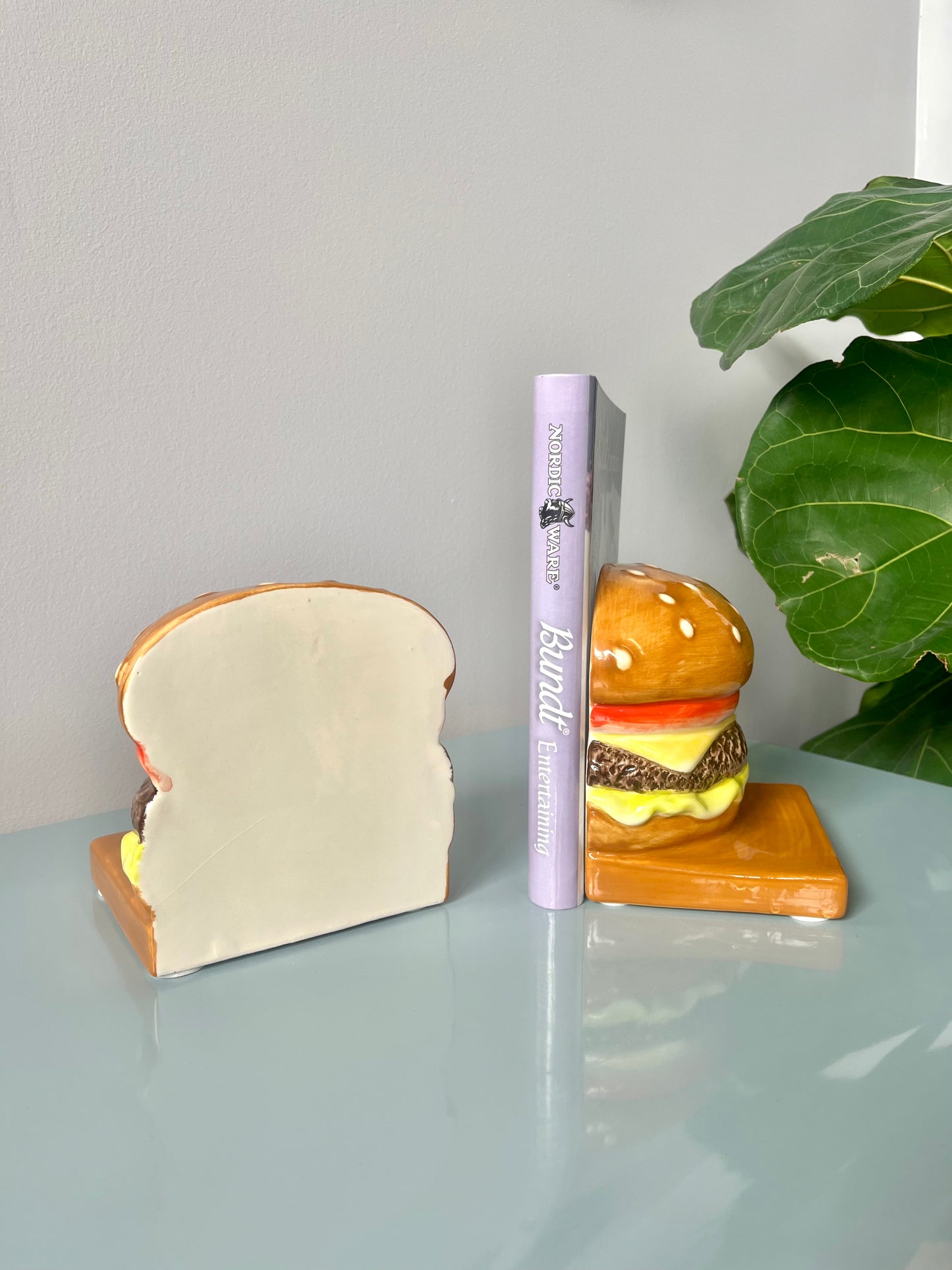 Vintage Ceramic Cheeseburger Bookends
