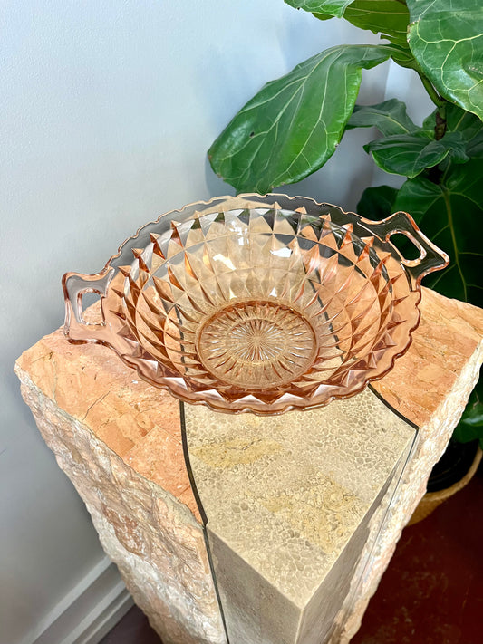 Vintage Jeanette “Windsor Pink” Depression Glass Serving Bowl
