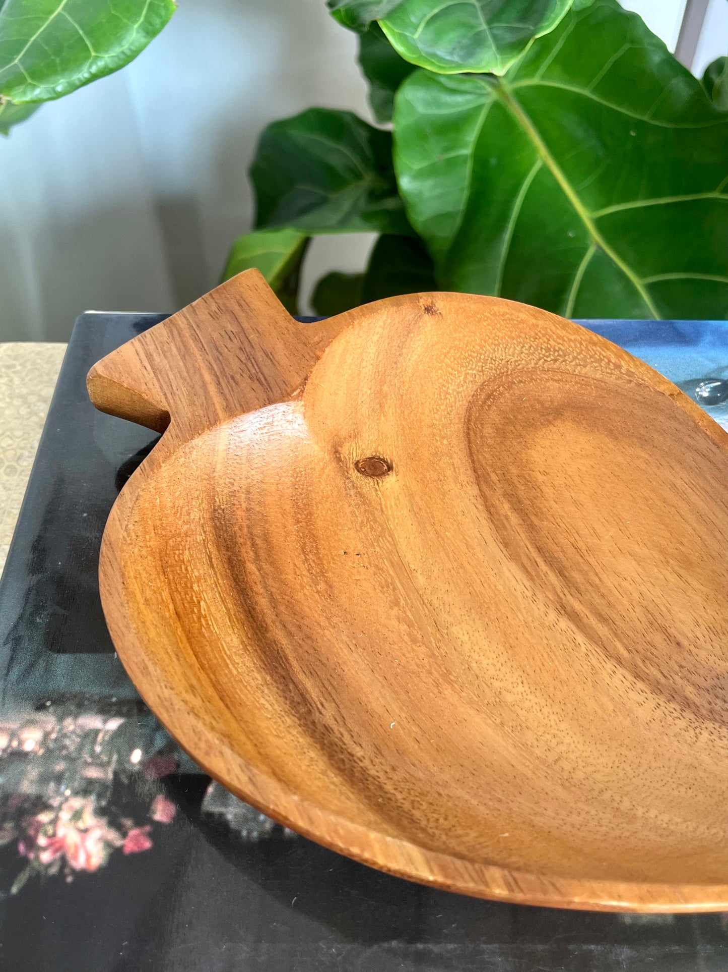 Vintage Teakwood Spade Trinket Dish