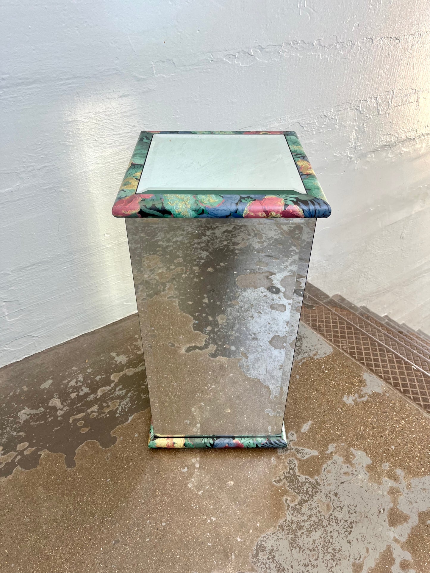 Vintage Mirrored Pedestals with Floral Accents