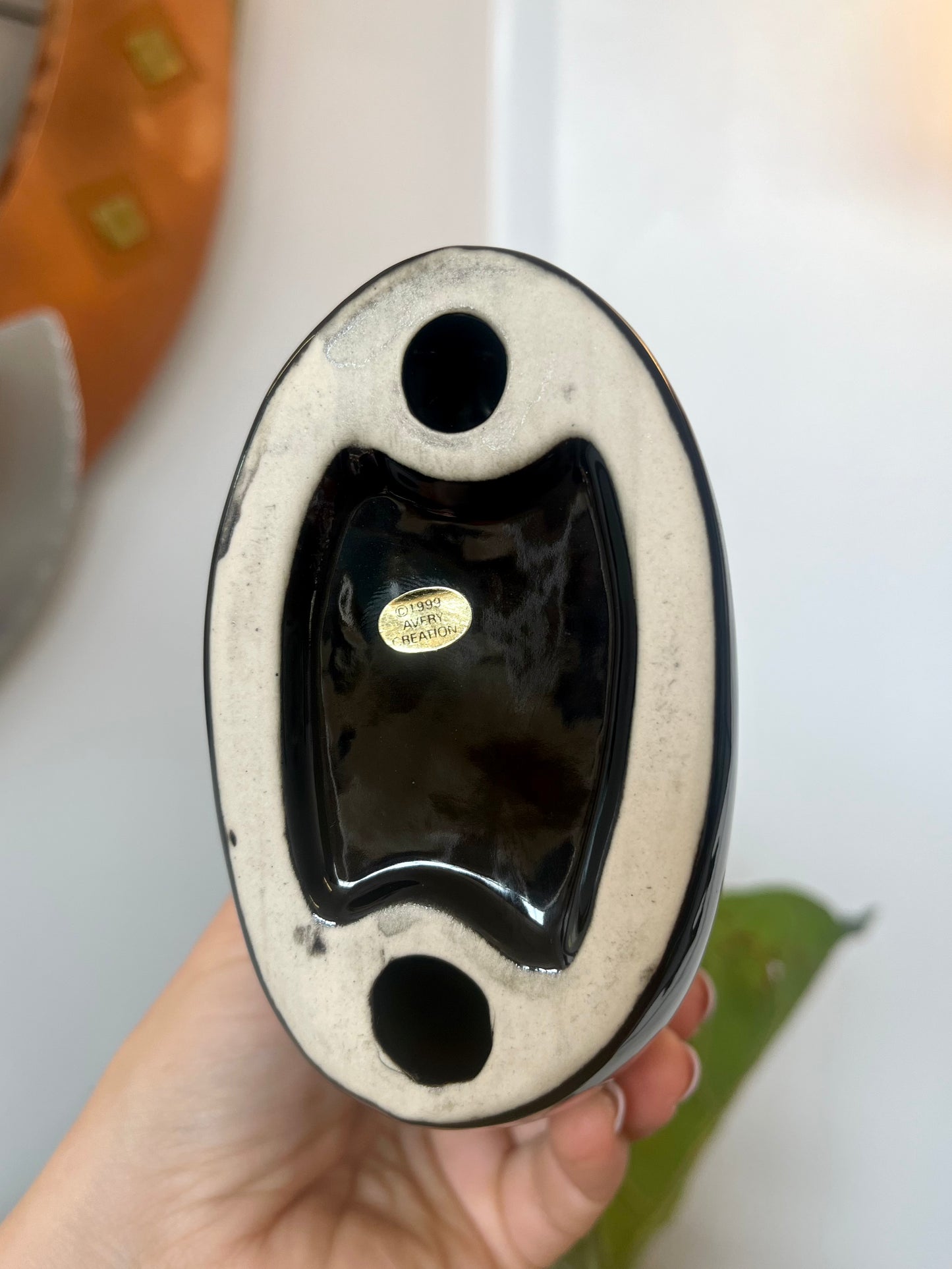 Vintage 1999 Black Ceramic Mother and Child Figurine