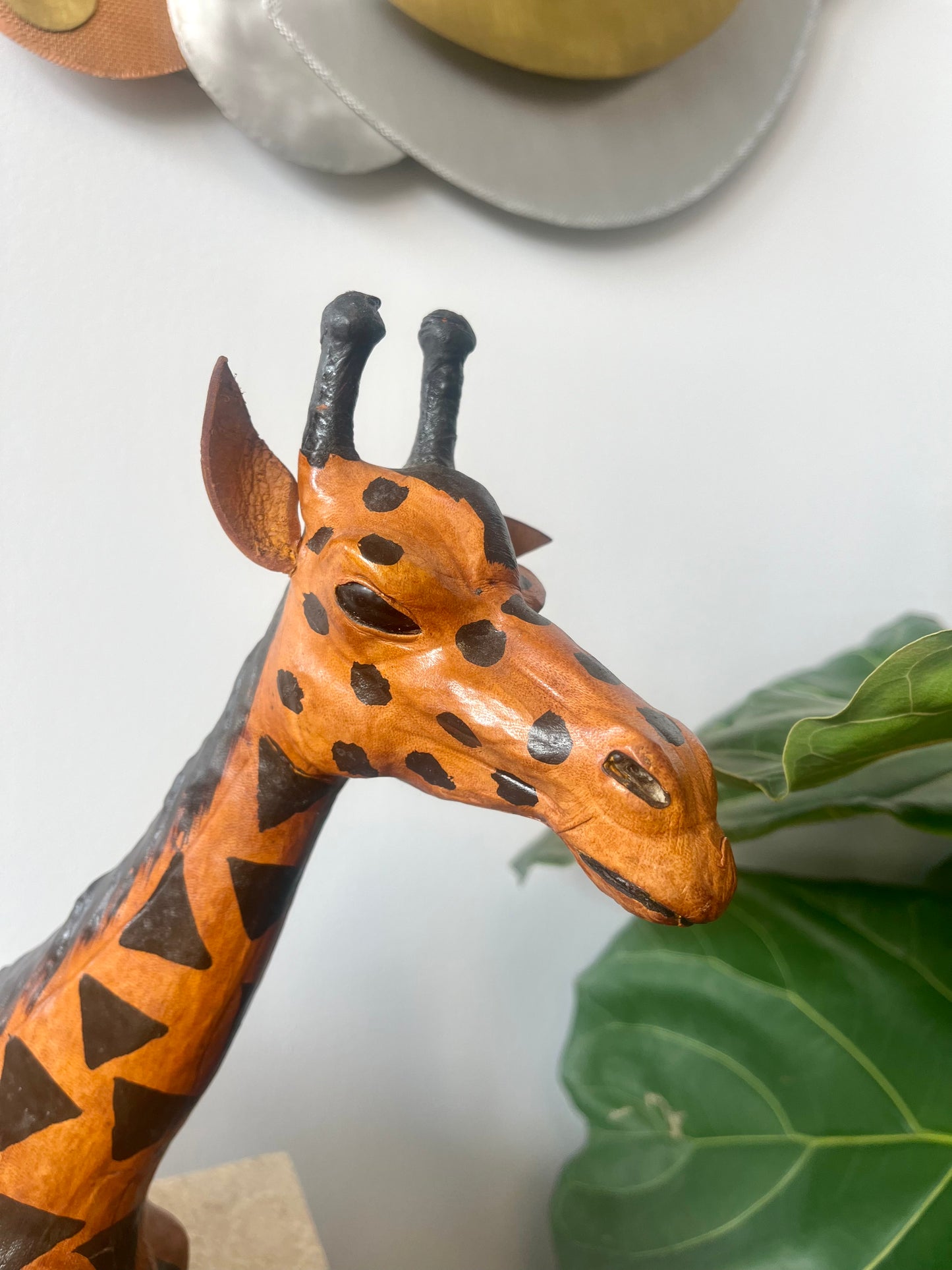Vintage Leather Wrapped Giraffe Statue