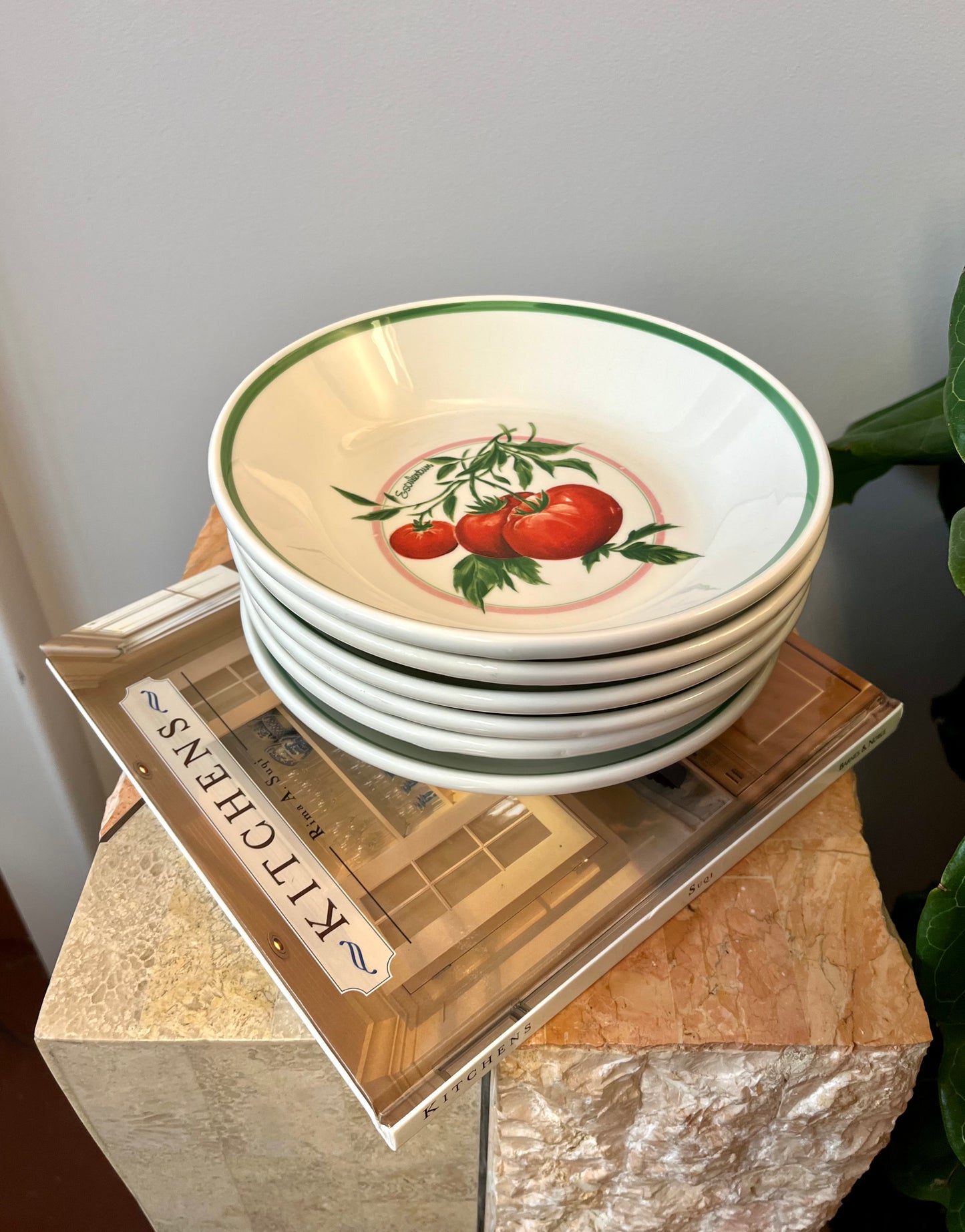 Vintage La Primula Ceramic Vegetable-painted Italian Pasta Bowls