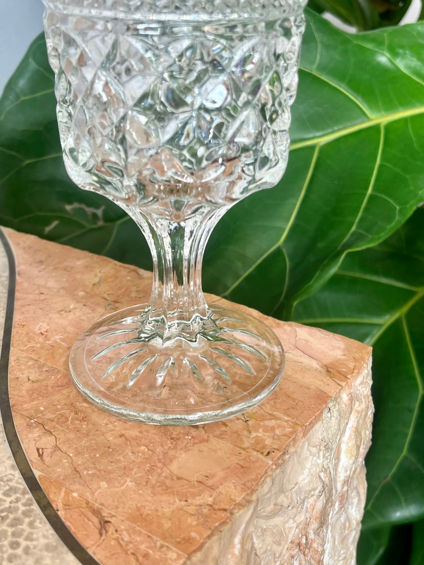Vintage Anchor Hocking Wexford Cut Glass Goblets
