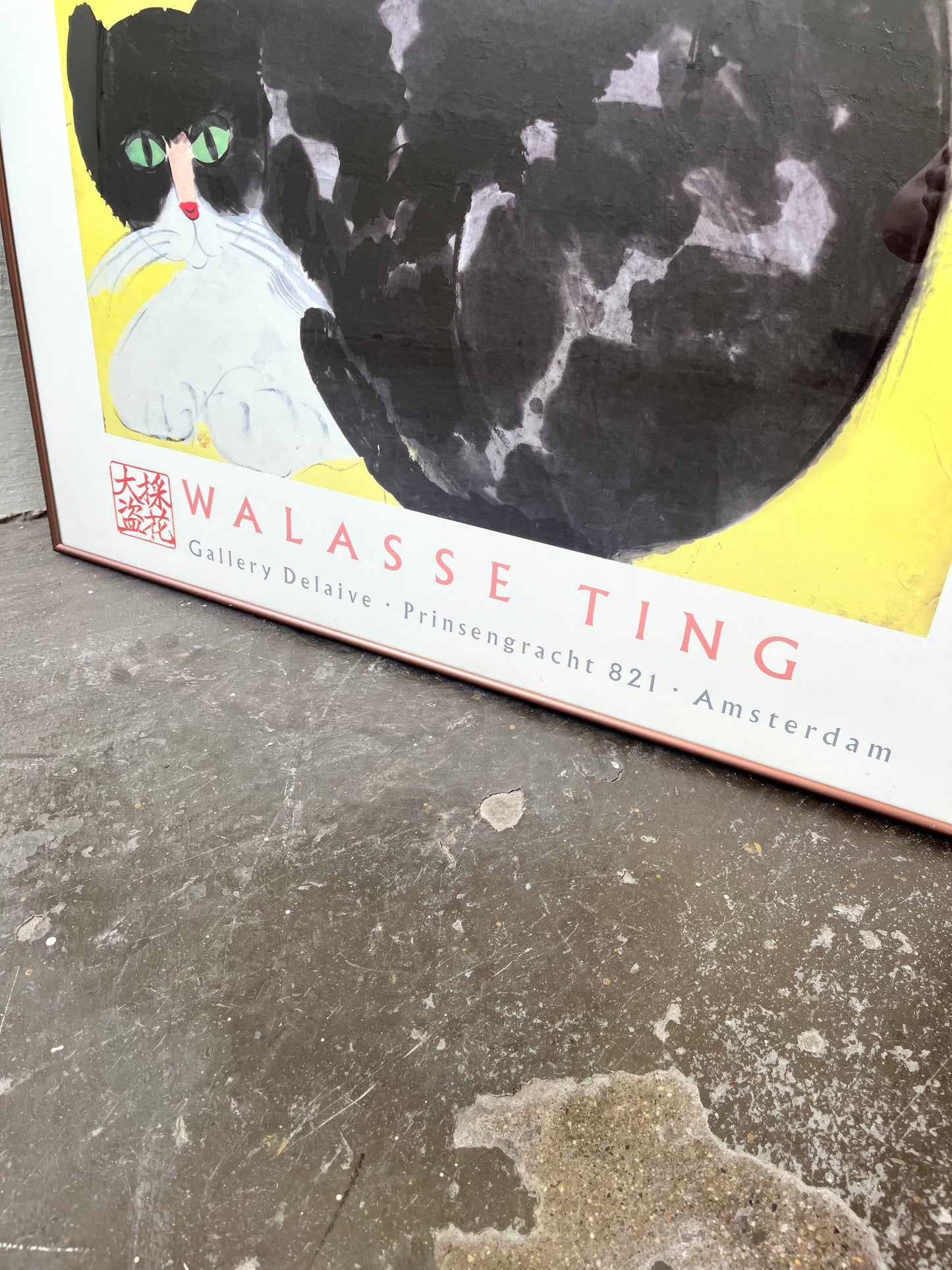 Vintage 1988 Walasse Ting Gallery Delaive Black Cat Exhibition Poster Print