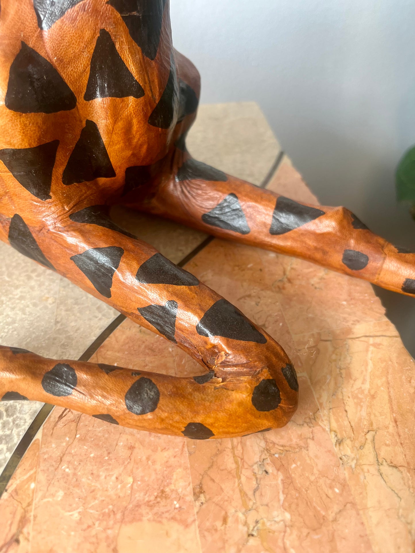 Vintage Leather Wrapped Giraffe Statue