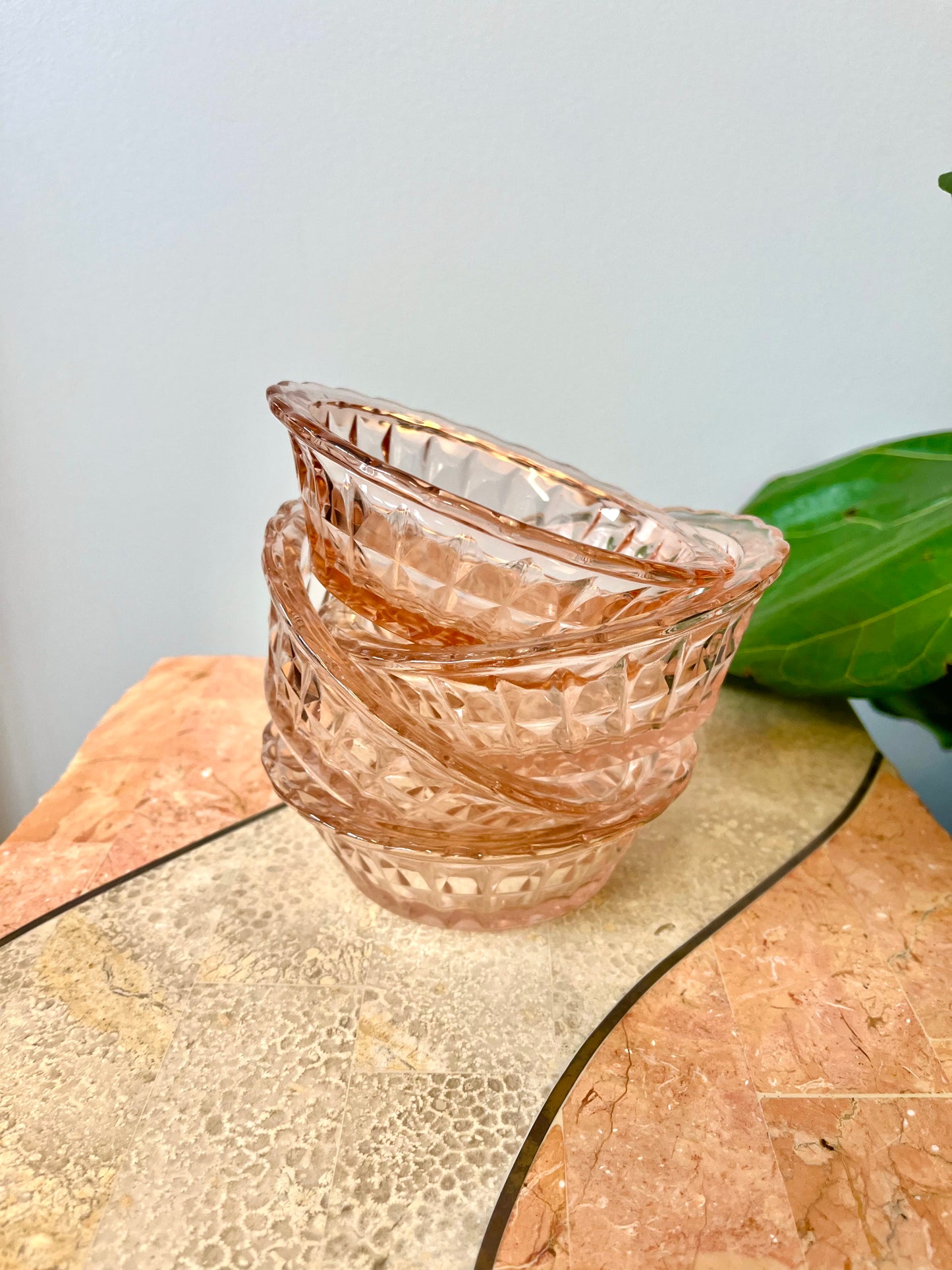 Vintage Jeanette “Windsor Pink” Depression Glass Dessert Bowls
