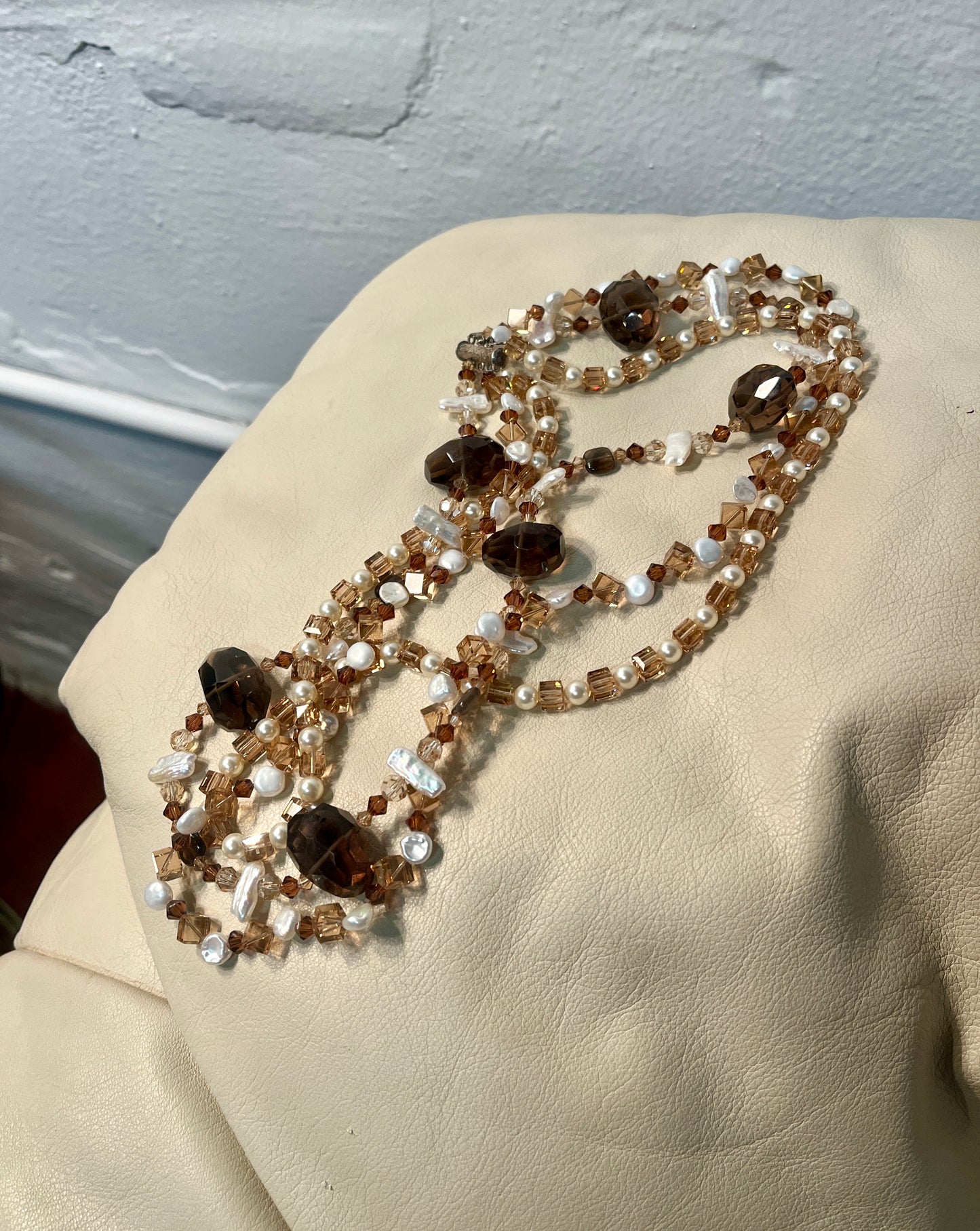 Smokey Quartz and Crystal Necklace
