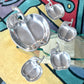 Vintage Pewter Apple Serving Platter and Dishes - 5pc