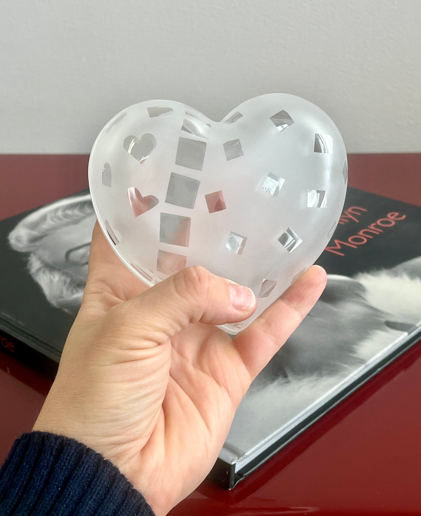 Vintage Frosted Heart Trinket Box
