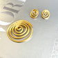 Postmodern Gold-toned Swirl Brooch & Earrings Set