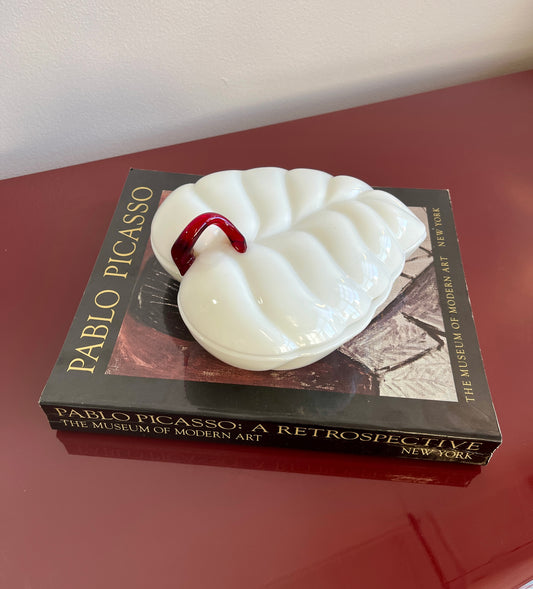Vintage Milk Glass Segmented Leaf Dish