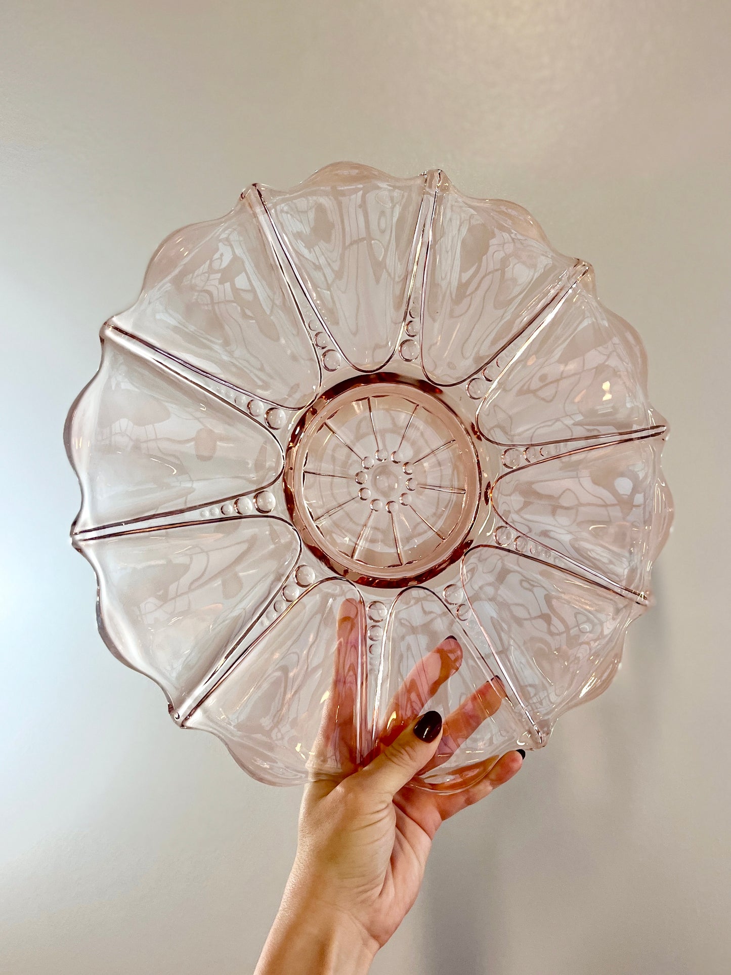 Pink Depression Glass Serving Bowl and Platter