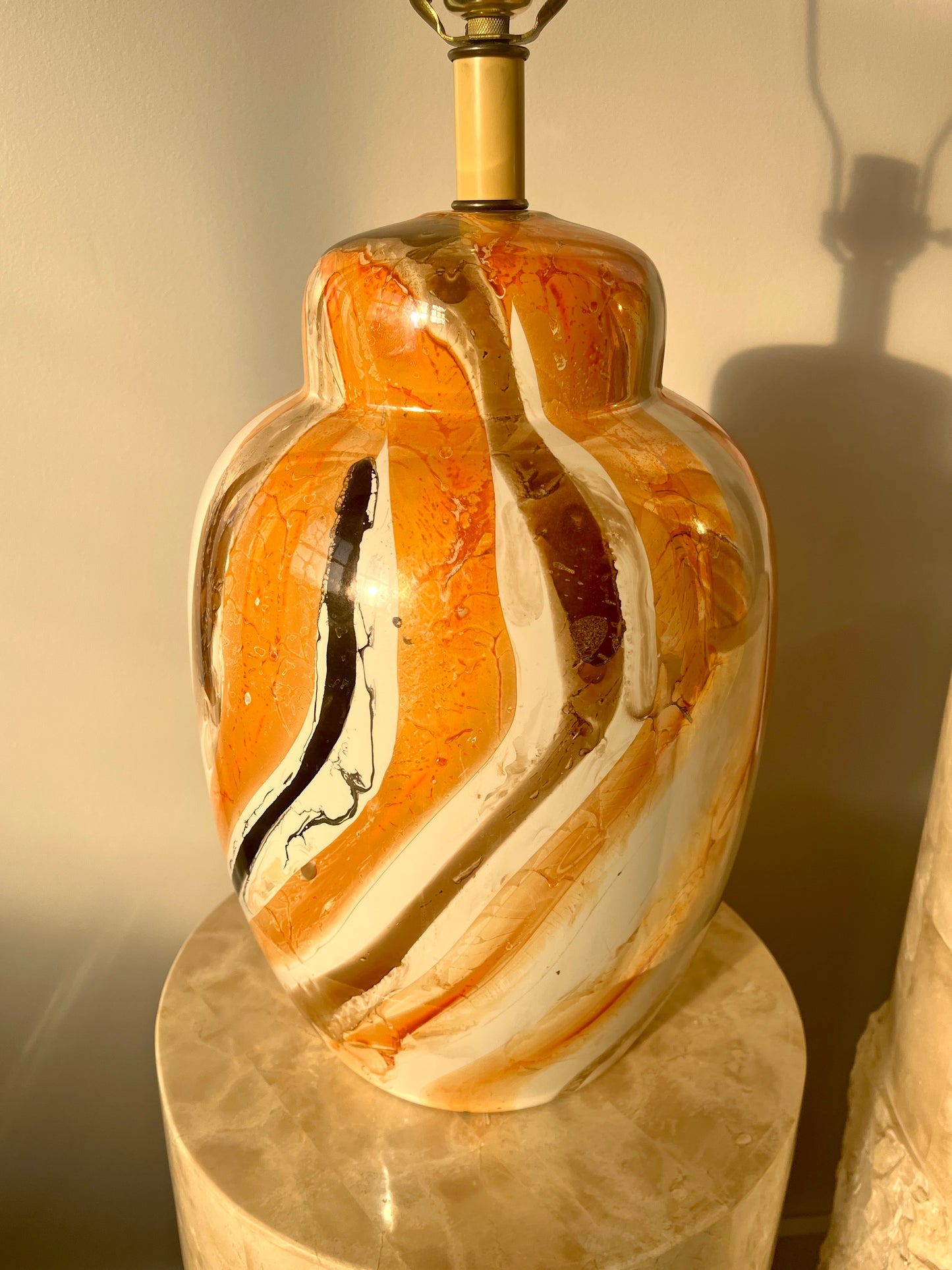 Mid-century Glazed Ginger Jar Table Lamps