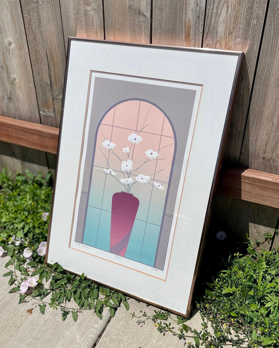 Embossed Floral Serigraph ‘Peach Melba I”