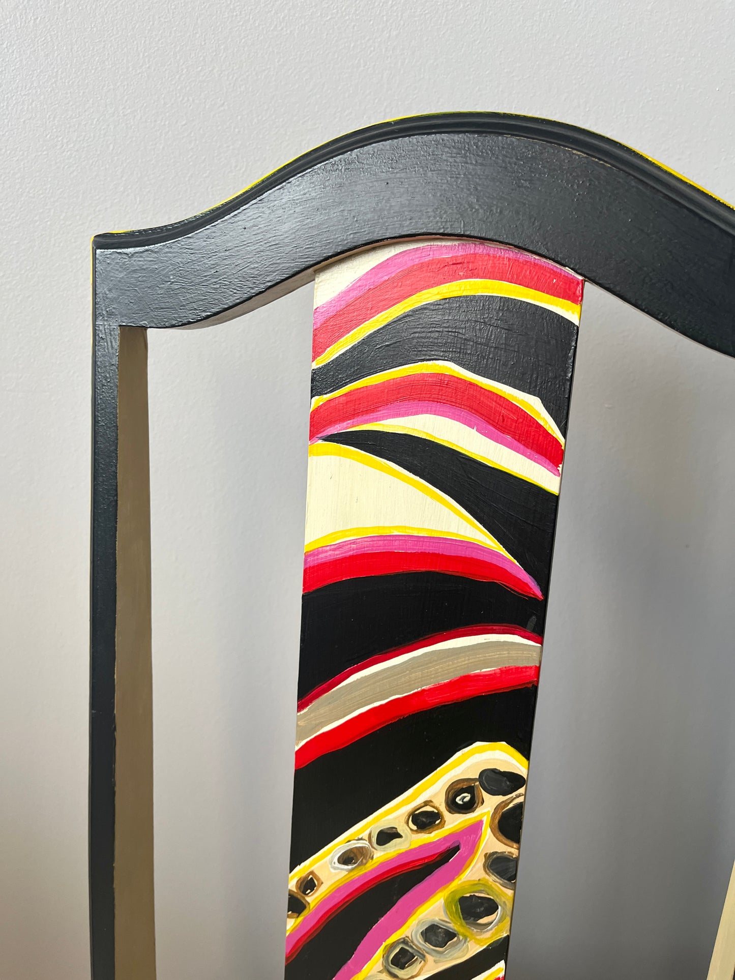 Artist-signed Handpainted Cheetah Face Wooden Chair