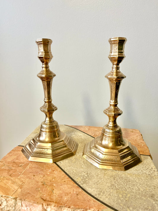 Vintage Mottahedeh Reproduction Brass Candlesticks