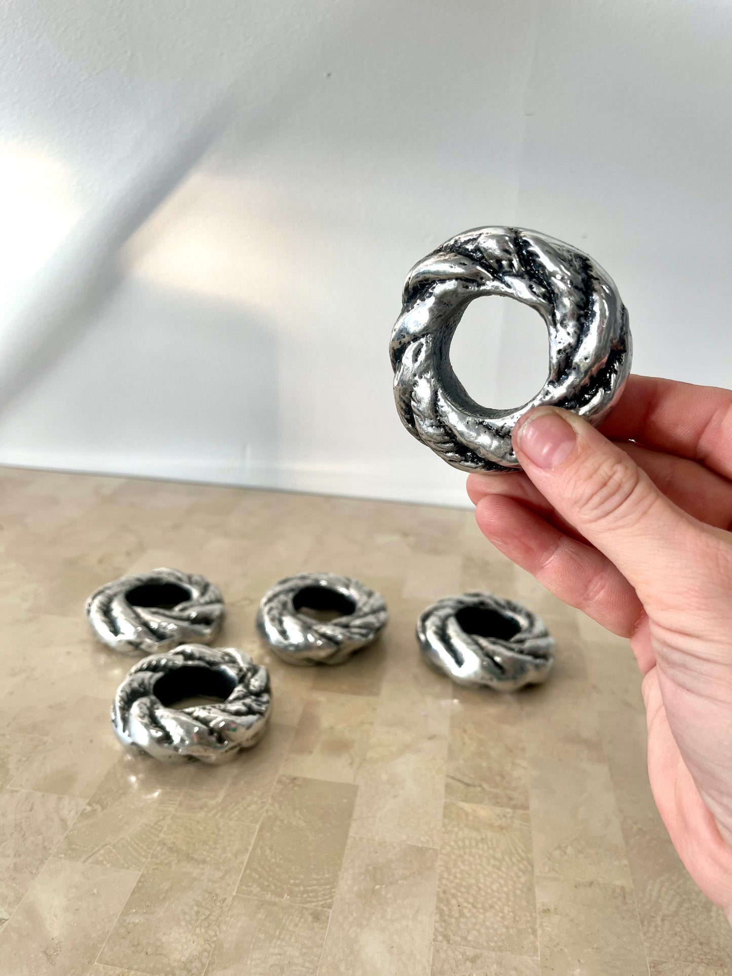 Vintage Twisted Rope Metal Napkin Rings